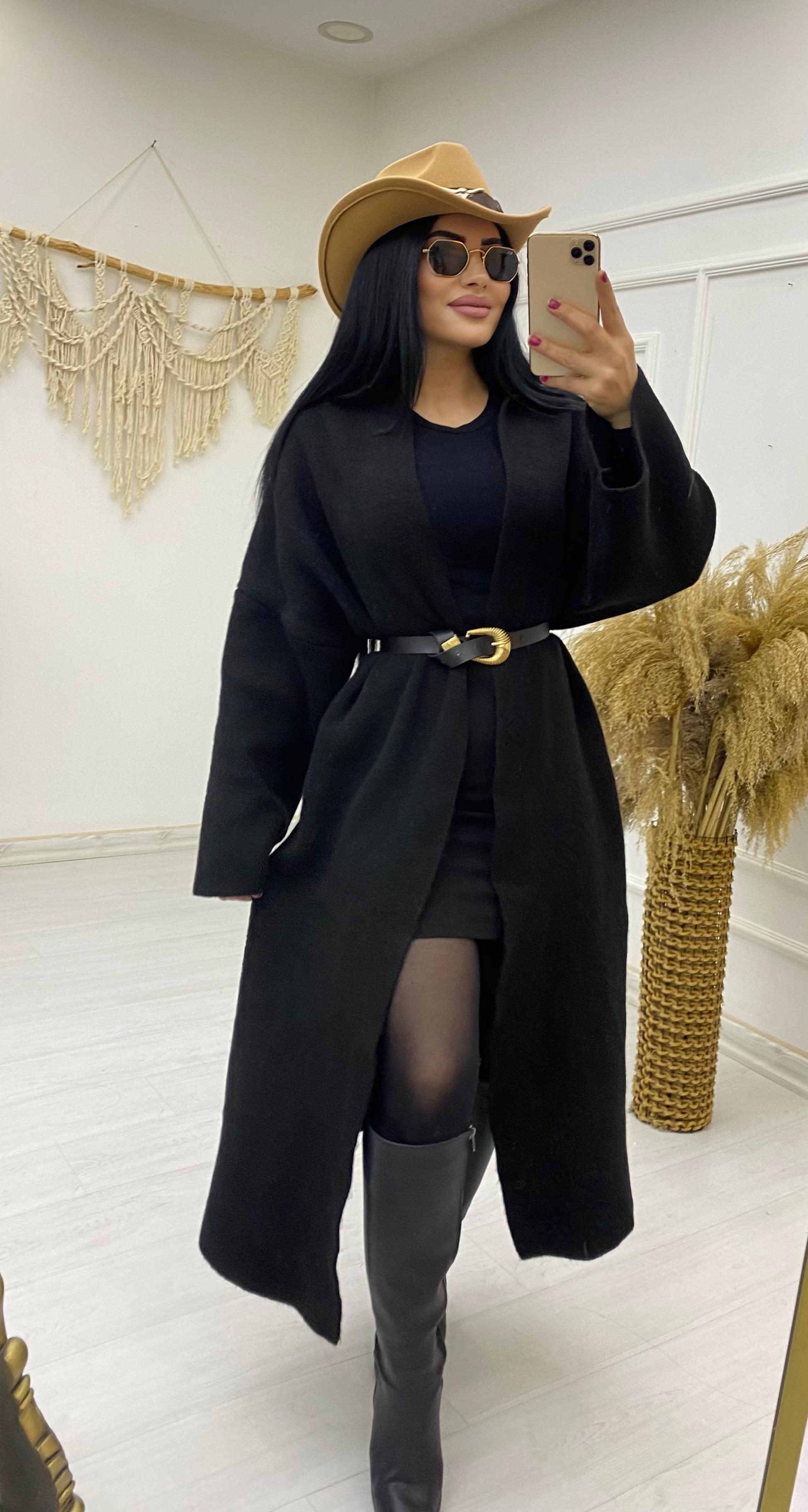 Siyah Oversize Triko Hırka