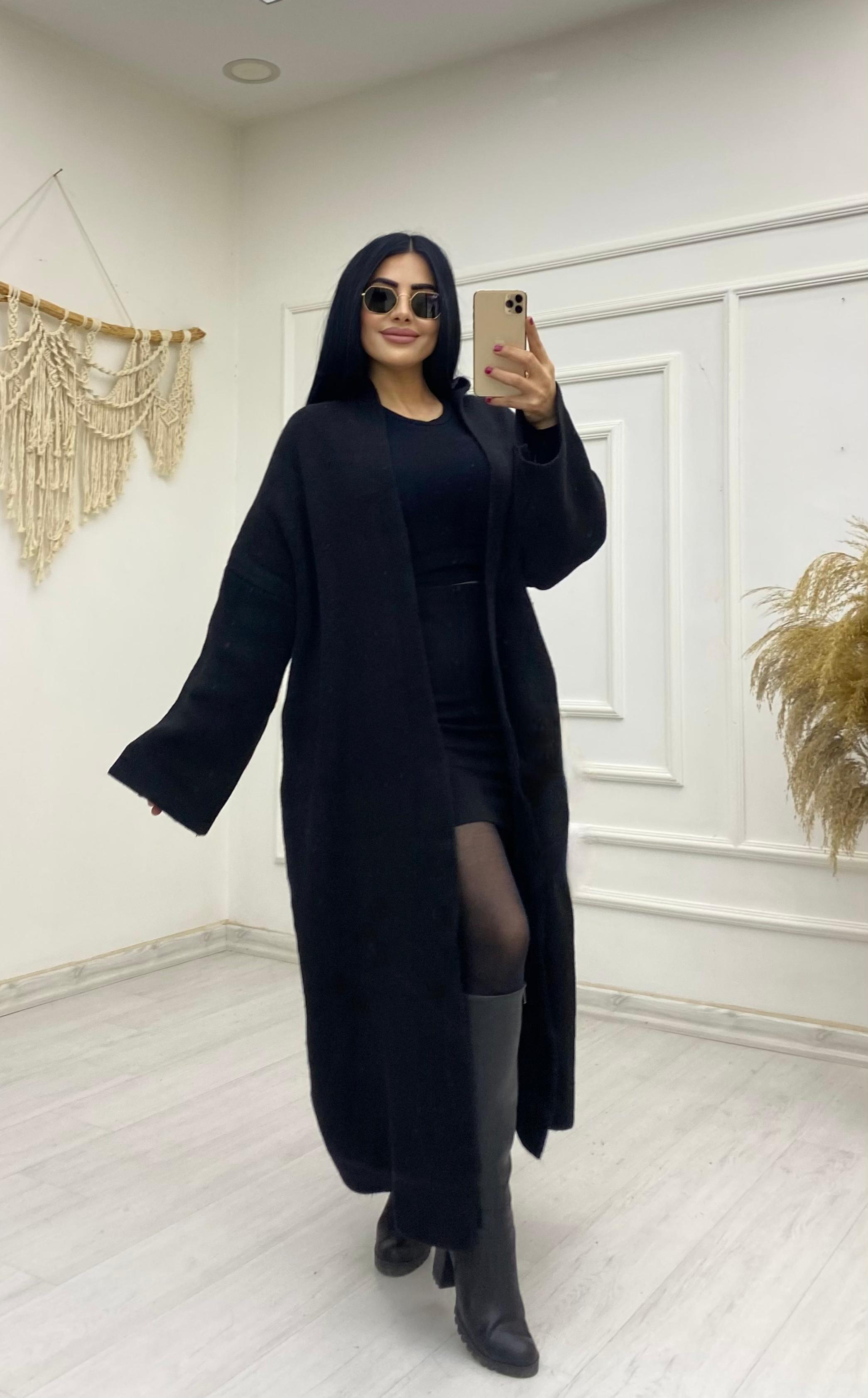 Siyah Oversize Triko Hırka