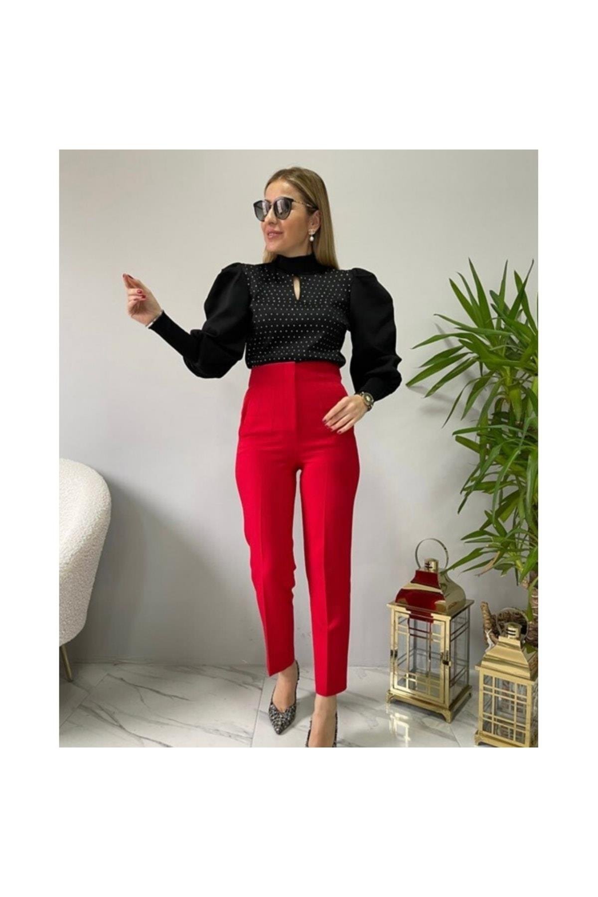 Taş Detaylı Prenses Kol Siyah Triko