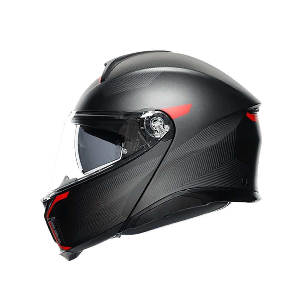 Agv Tourmodular Frequency Matt Gun Metal Red Çene Açılır Kask