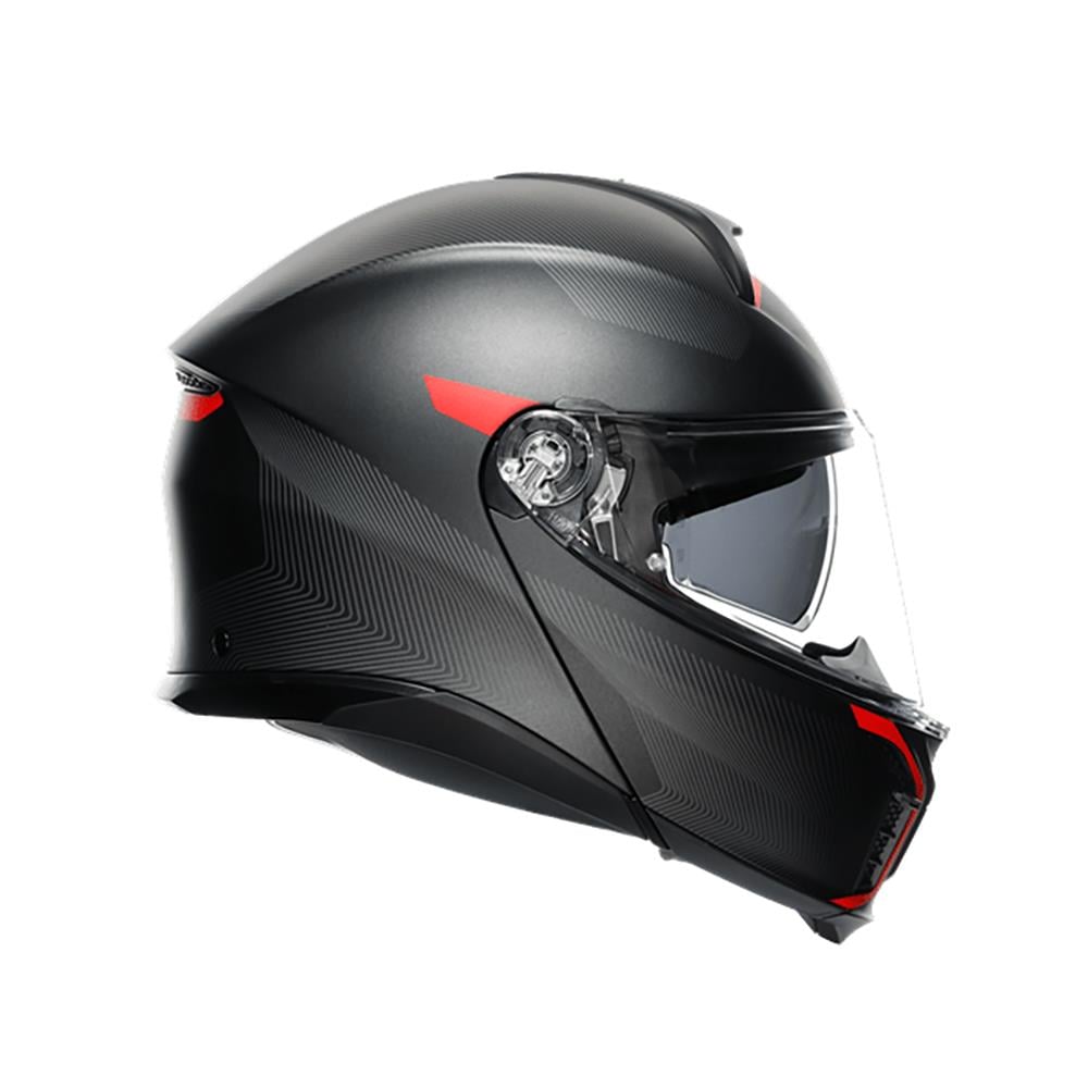 Agv Tourmodular Frequency Matt Gun Metal Red Çene Açılır Kask
