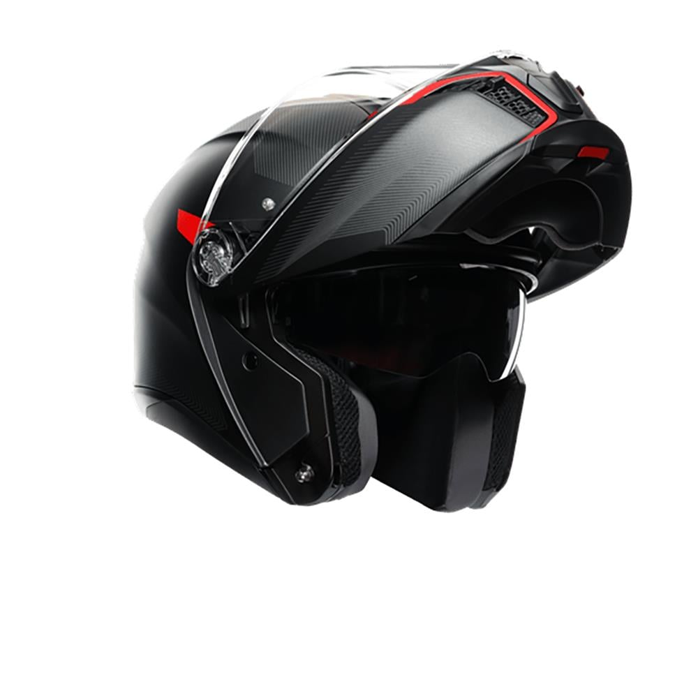Agv Tourmodular Frequency Matt Gun Metal Red Çene Açılır Kask