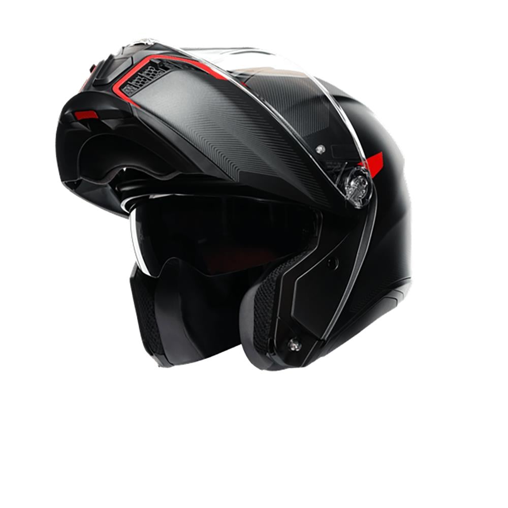 Agv Tourmodular Frequency Matt Gun Metal Red Çene Açılır Kask
