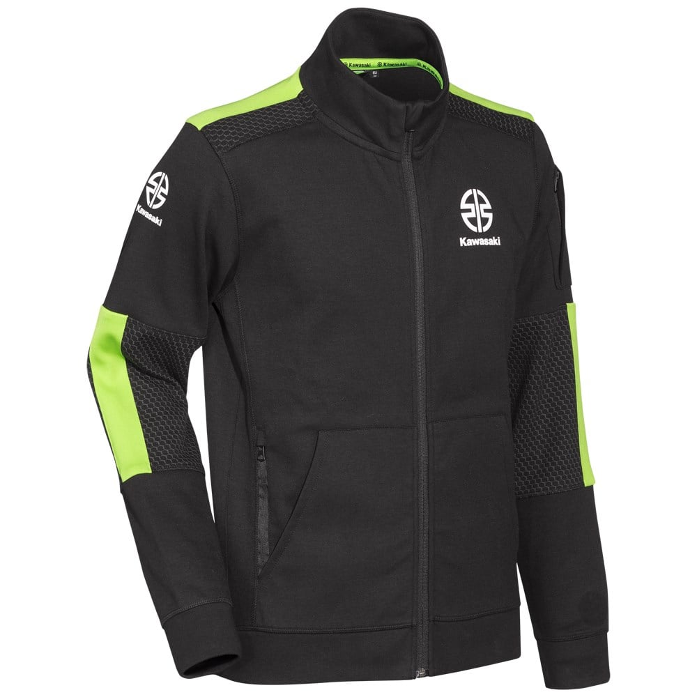 Kawasaki Erkek Fermuarlı Ceket Polar Siyah/Yeşil