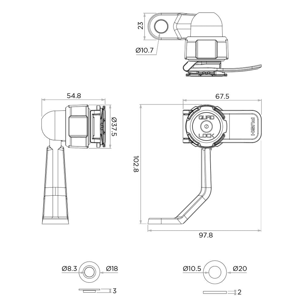 Quadlock Motosiklet Scooter Ayna Dibi Bağlantılı Telefon Tutucu Seti