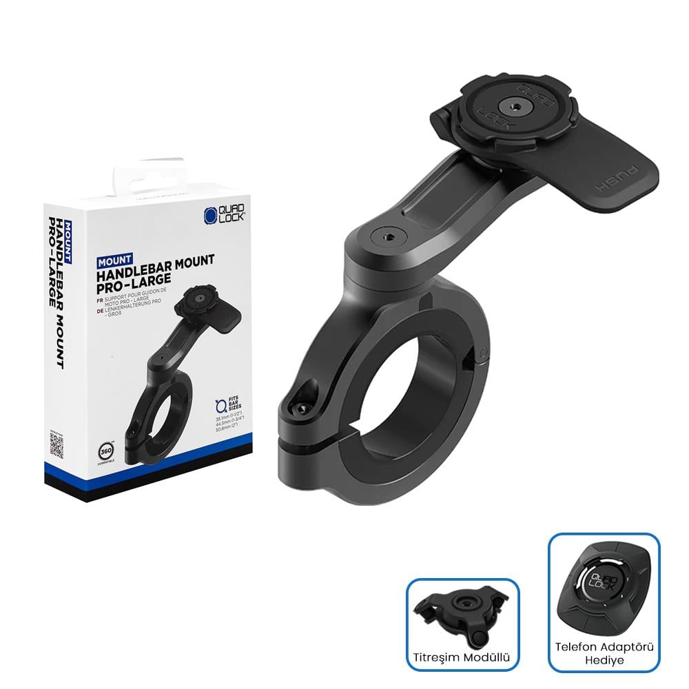 Quadlock Motosiklet Scooter Gidon Bağlantılı Pro Large Telefon Tutucu Seti