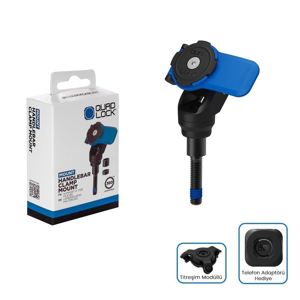 Quadlock Motosiklet Scooter Gidon Merkezi Bağlantılı Telefon Tutucu Seti