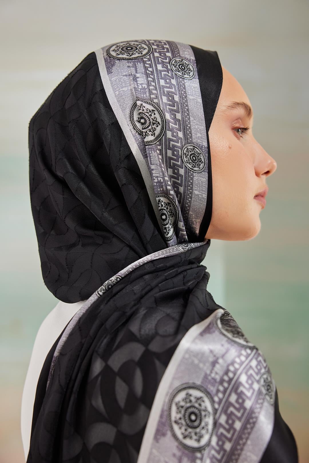 6343-2 DEVORE ŞAL SİYAH-GÜMÜŞ
