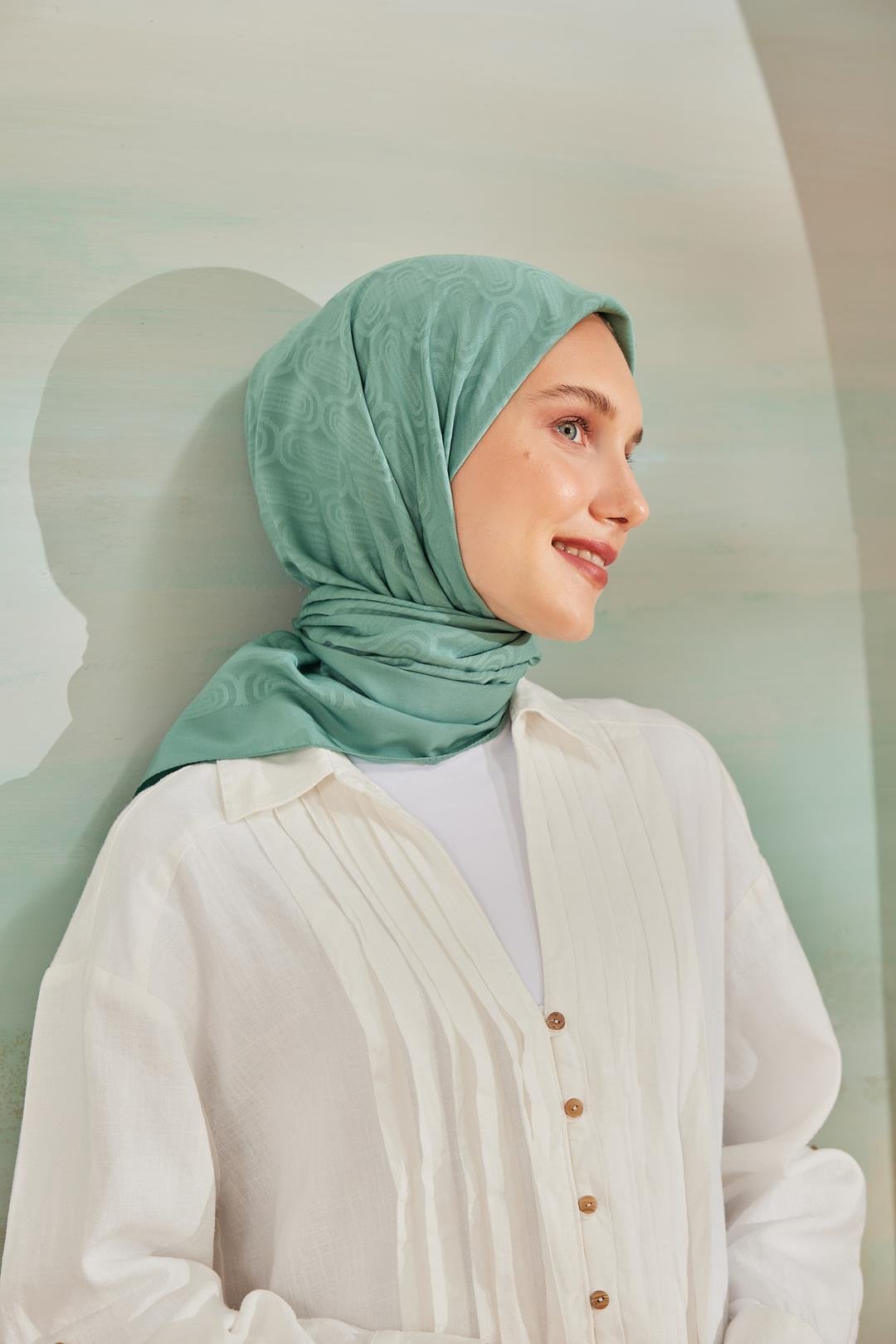 DÜZ CAPRİ SARMAL EŞARP MİNT YEŞİLİ