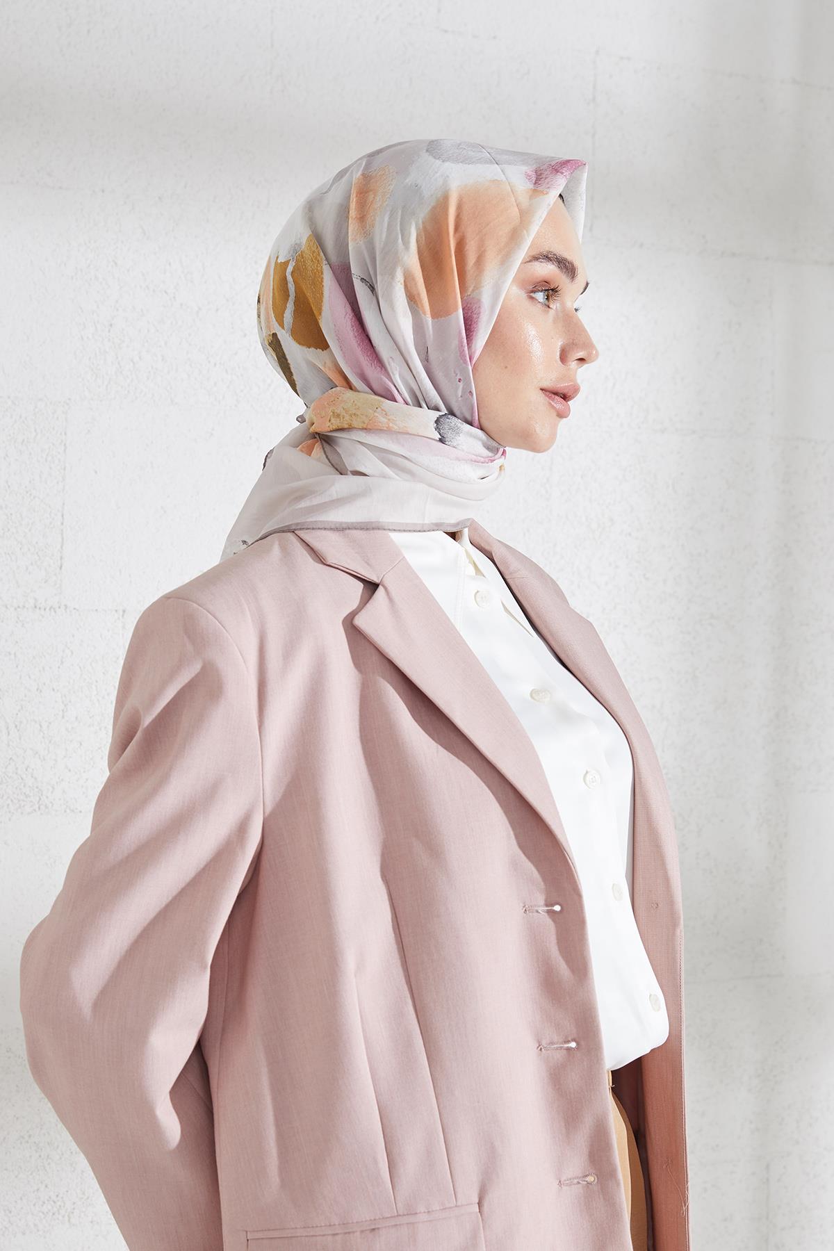 EBRU PAMUK İPEK EŞARP BEJ