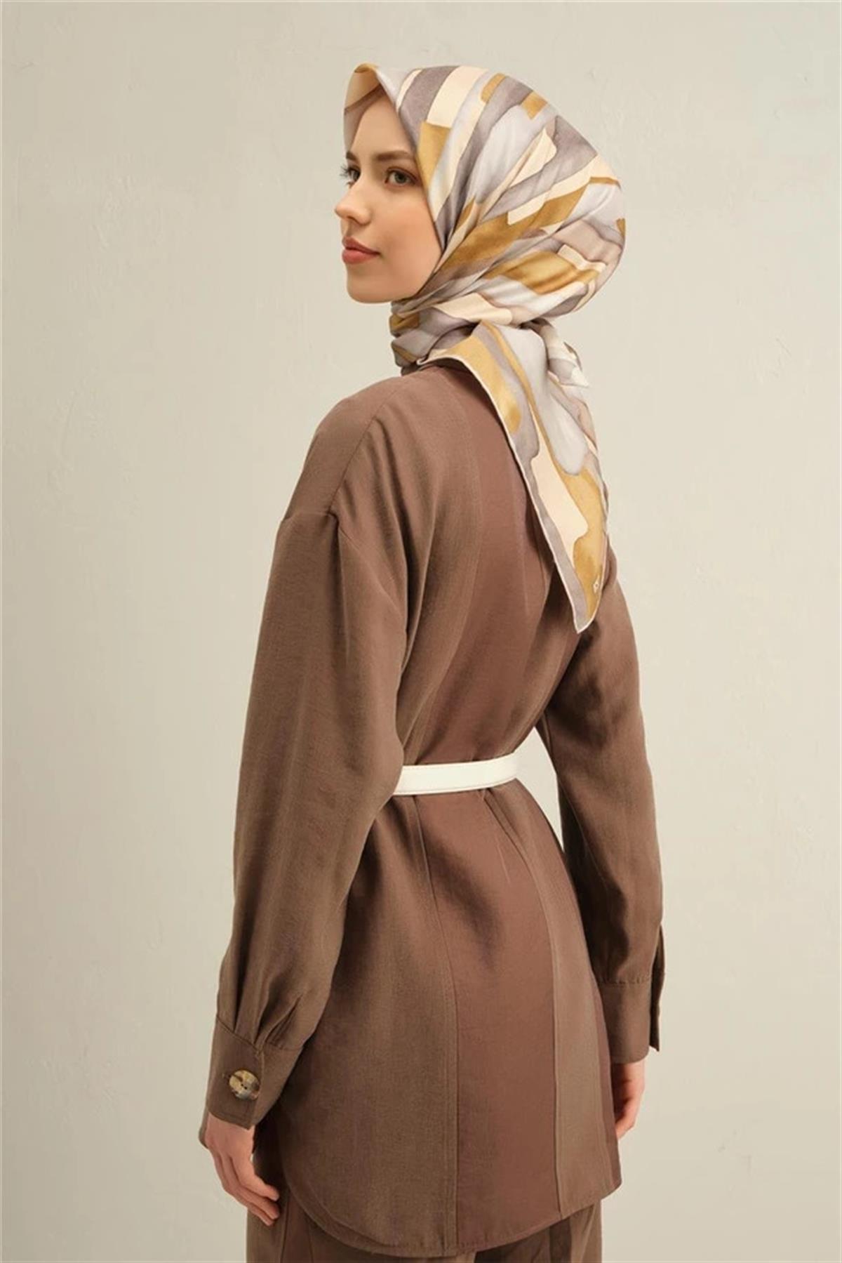 Armine Desenli Saf İpek Twill Eşarp 9306--32