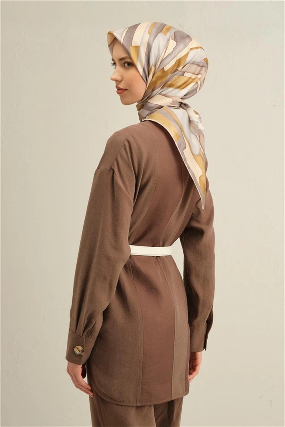 Armine Desenli Saf İpek Twill Eşarp 9306--32
