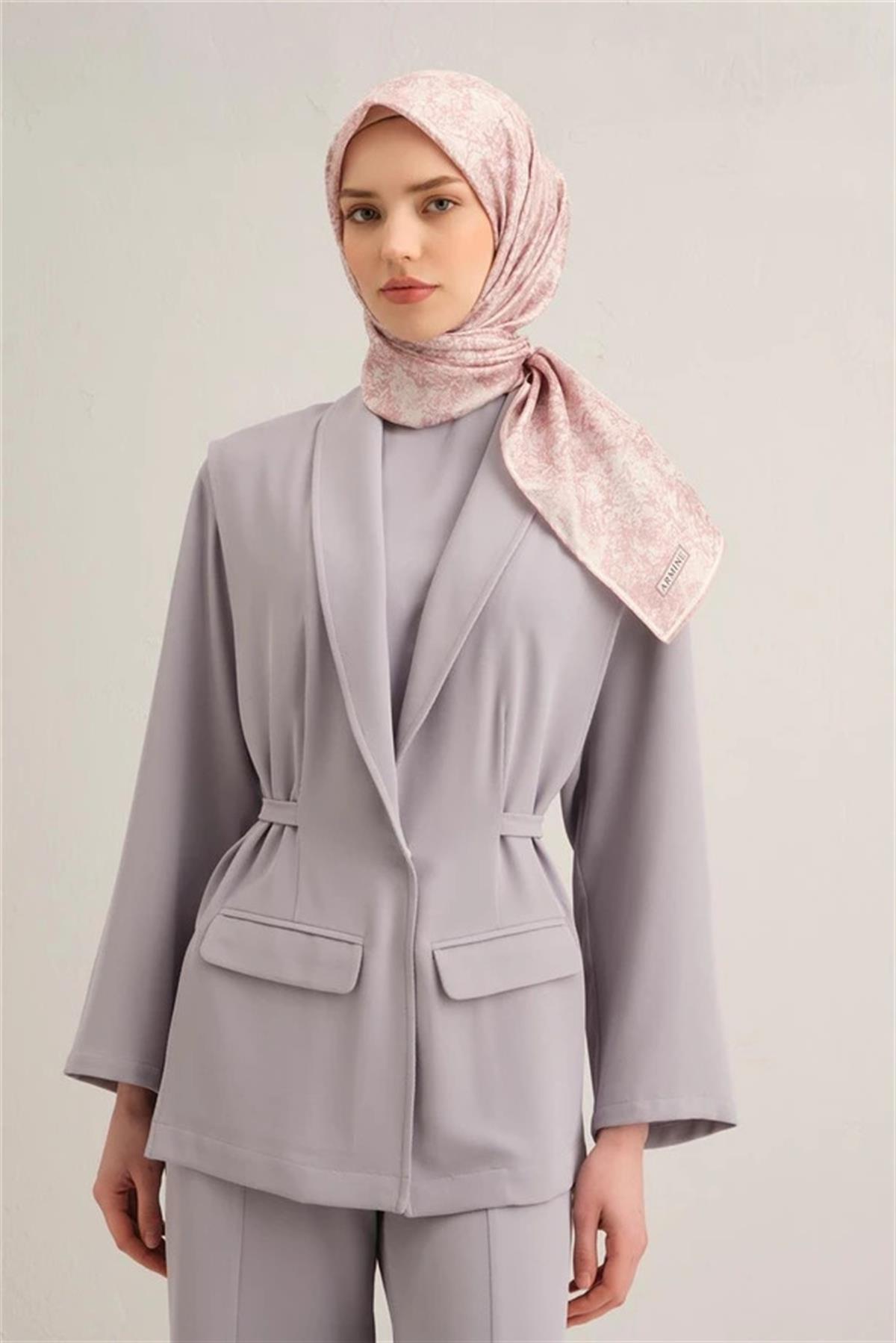 Armine Desenli Saf İpek Twill Eşarp 9311--86