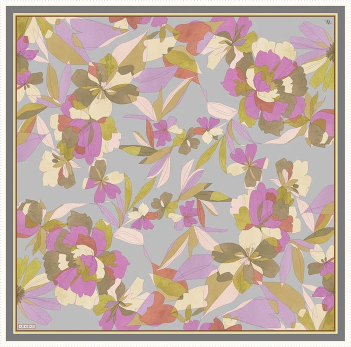 Armine Desenli Saf İpek Twill Eşarp 9312--33