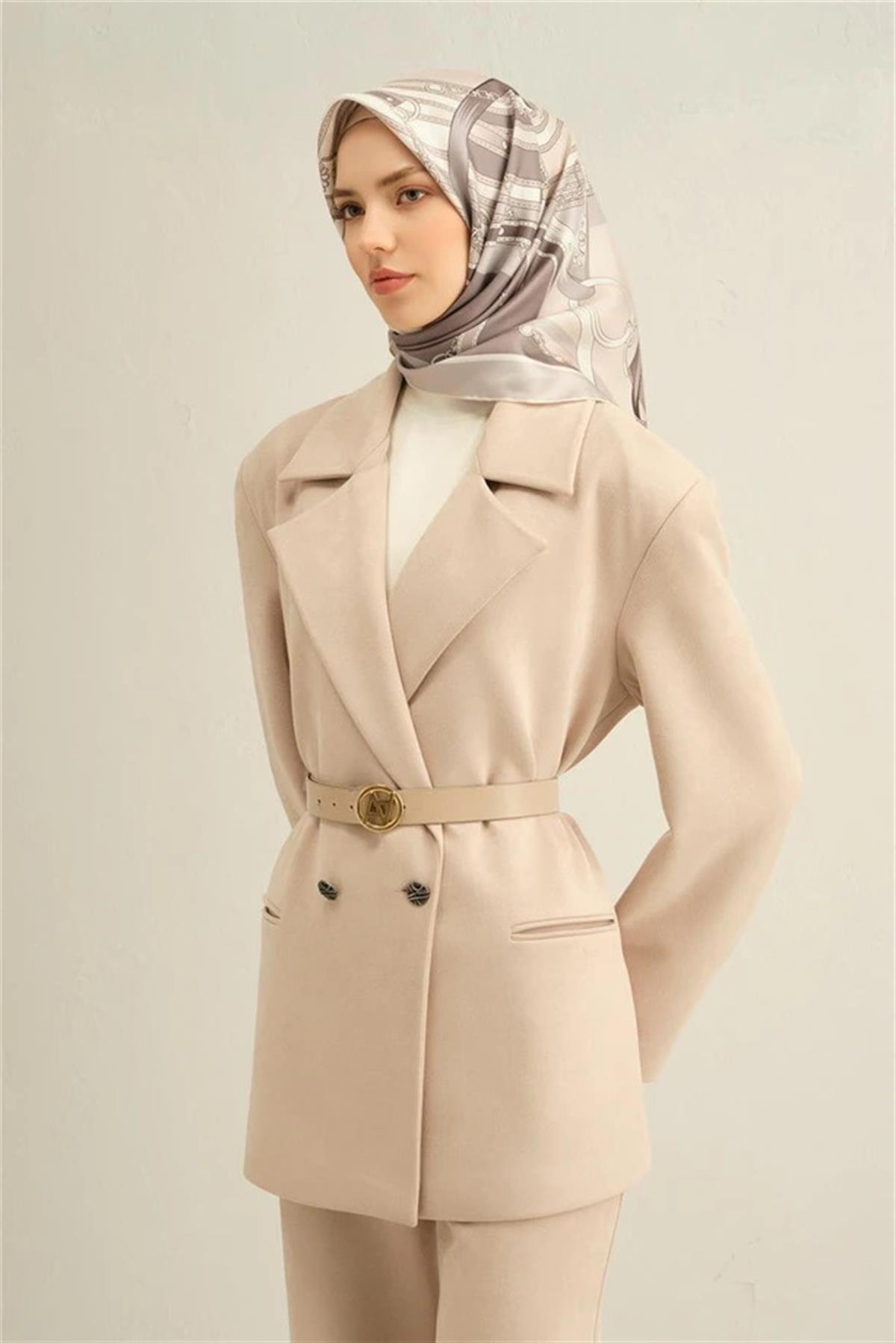 Armine Desenli Saf İpek Twill Eşarp 9315--85