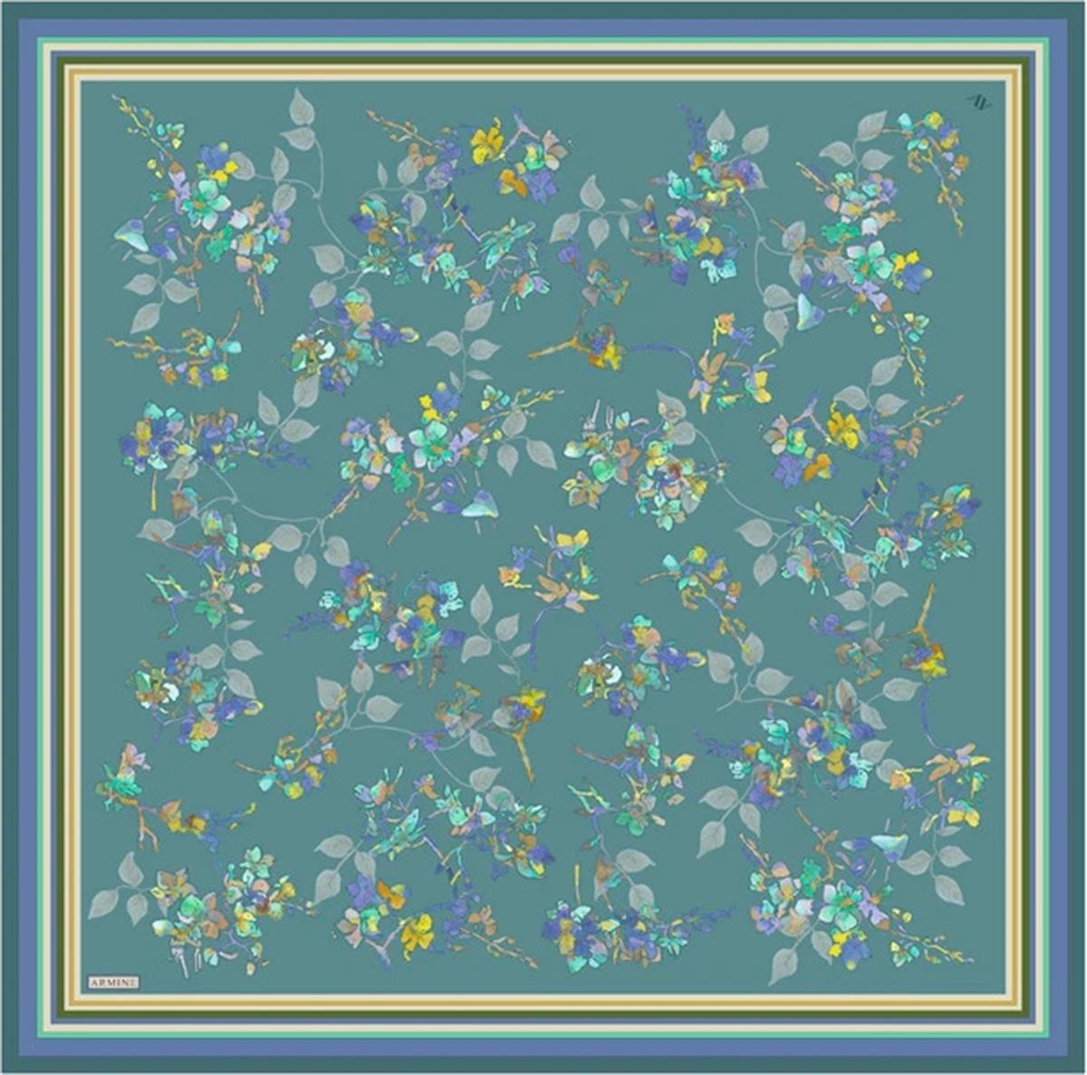 Armine Desenli Saf İpek Twill Eşarp 9316--32