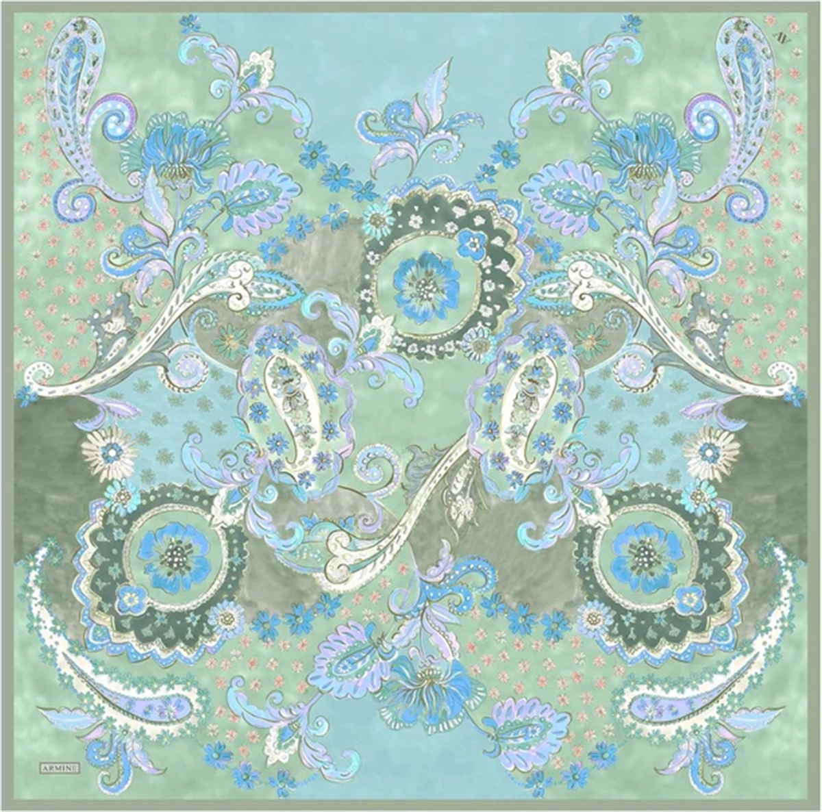 Armine Desenli Saf İpek Twill Eşarp 9338--56