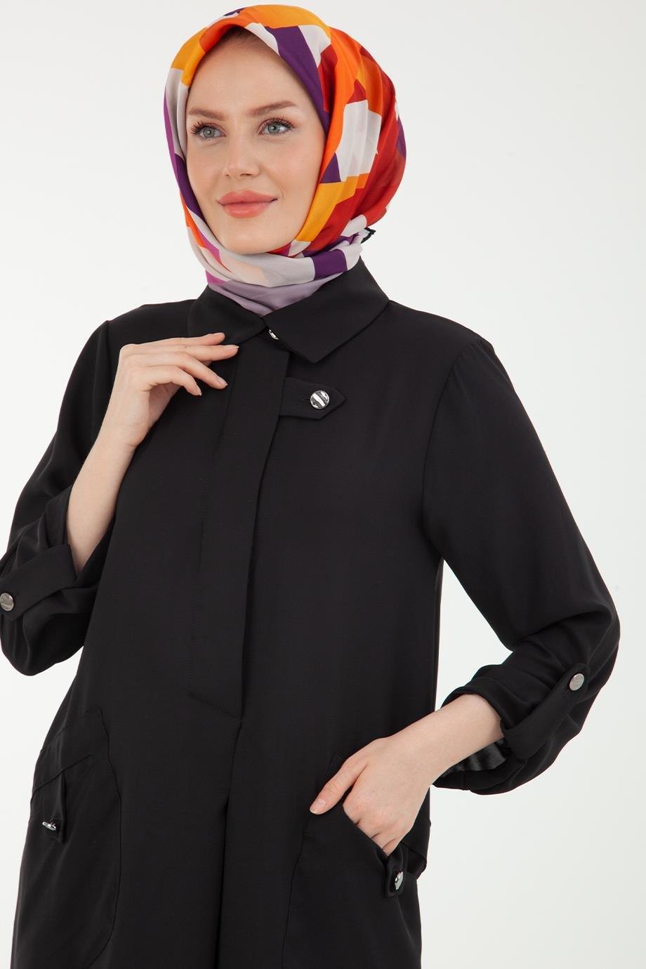 ARMİNE TREND Apolet Detaylı Tunik 22Y4831-Siyah