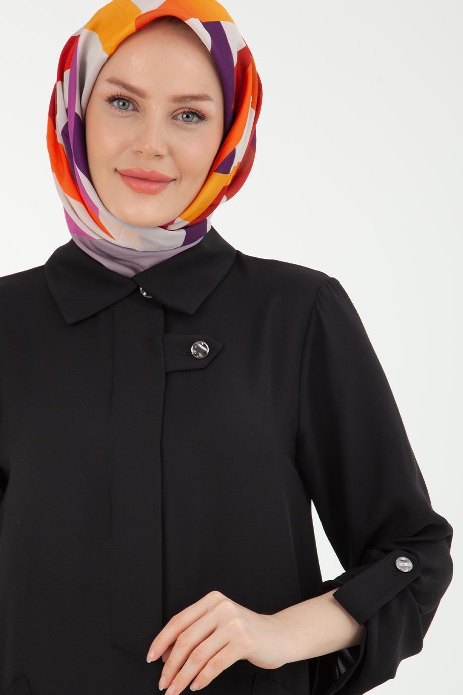 ARMİNE TREND Apolet Detaylı Tunik 22Y4831-Siyah