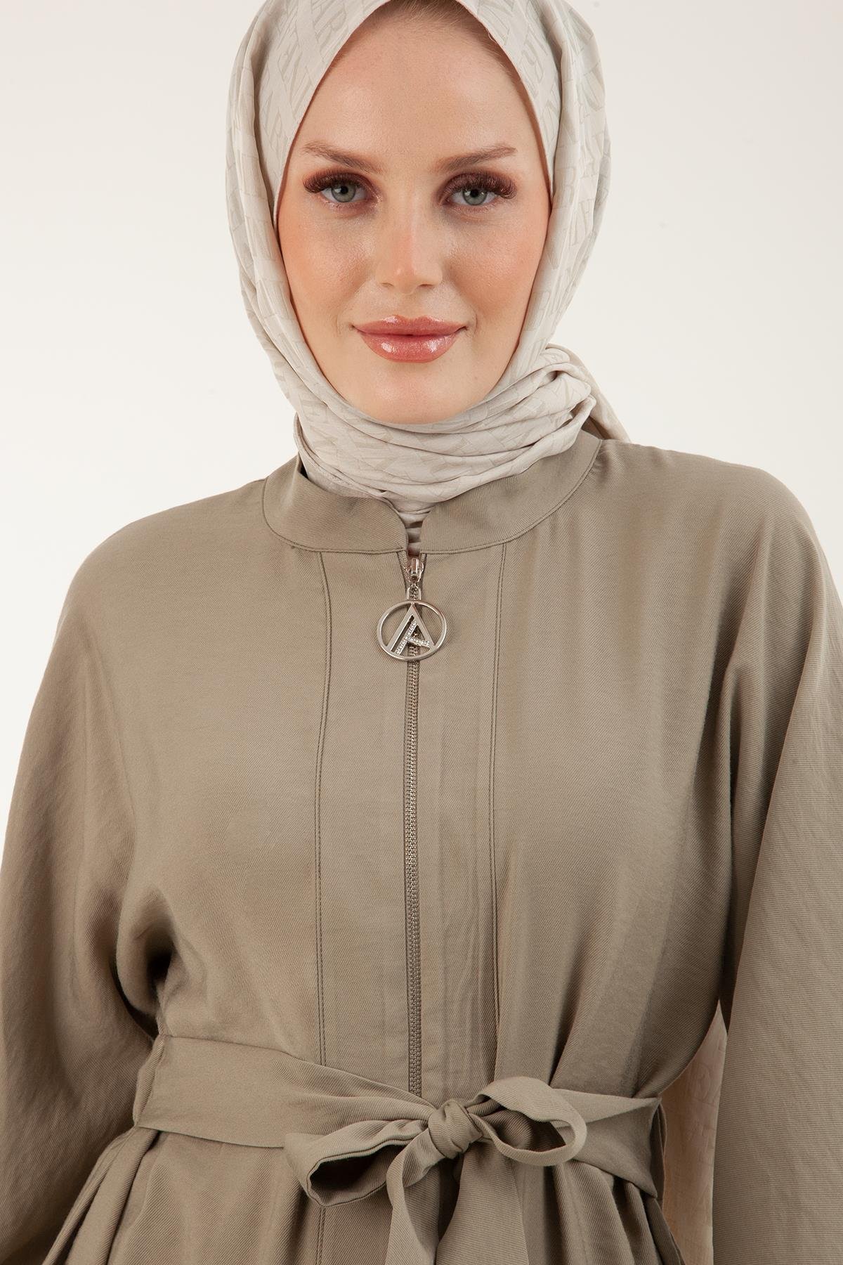 ARMİNE TREND Beli Kuşaklı Pantolonlu Takım-Haki 23YT645