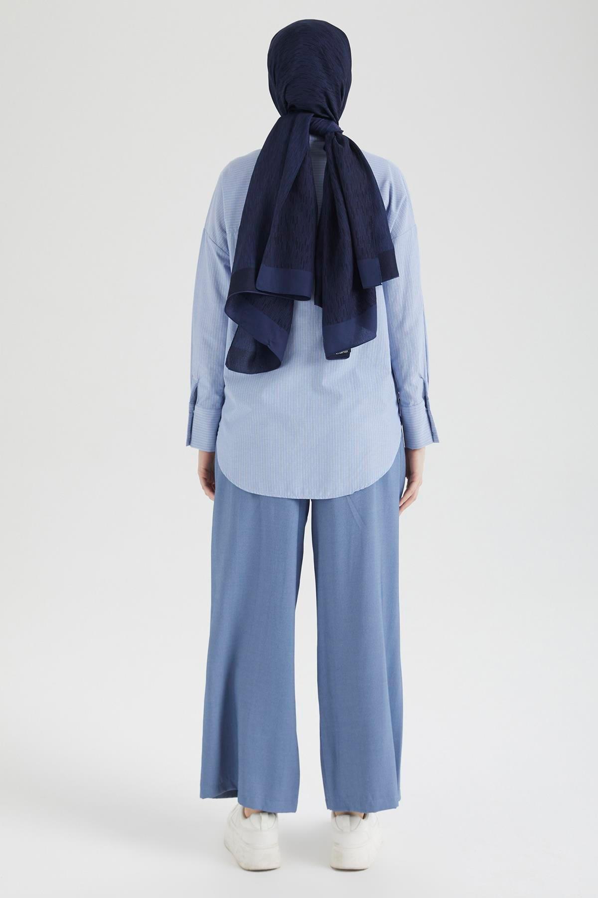 ARMİNE TREND Beli Lastikli Salaş Kesim Pantolon-Mavi 25yt236