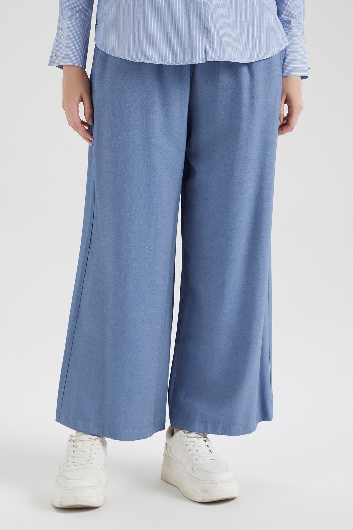 ARMİNE TREND Beli Lastikli Salaş Kesim Pantolon-Mavi 25yt236