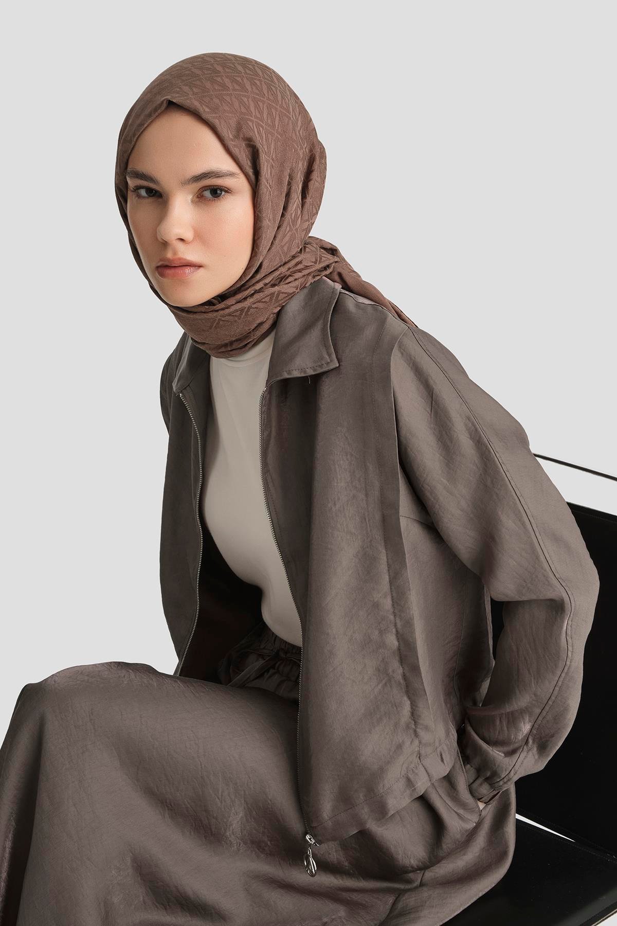 ARMİNE TREND Beli Lastikli Yakalı İkili Takım-Kahverengi 25YT674