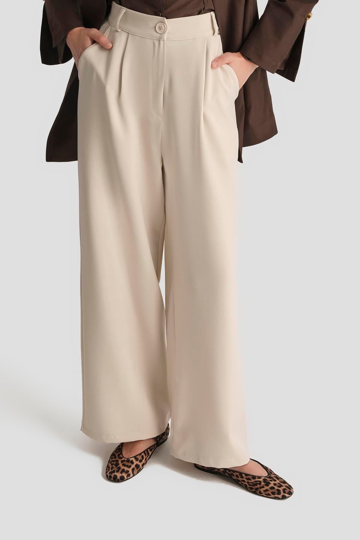 ARMİNE TREND Bol Paça Pantolon Bej 25YT210