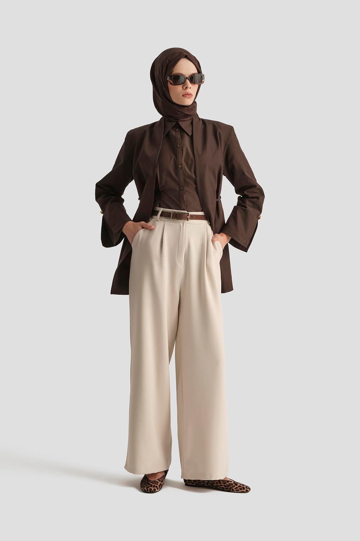 ARMİNE TREND Bol Paça Pantolon Bej 25YT210