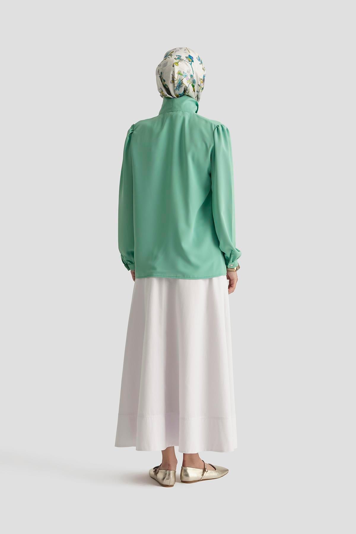 ARMİNE TREND Boyun Kurdele Desenli Tunik-Mint 25YT303