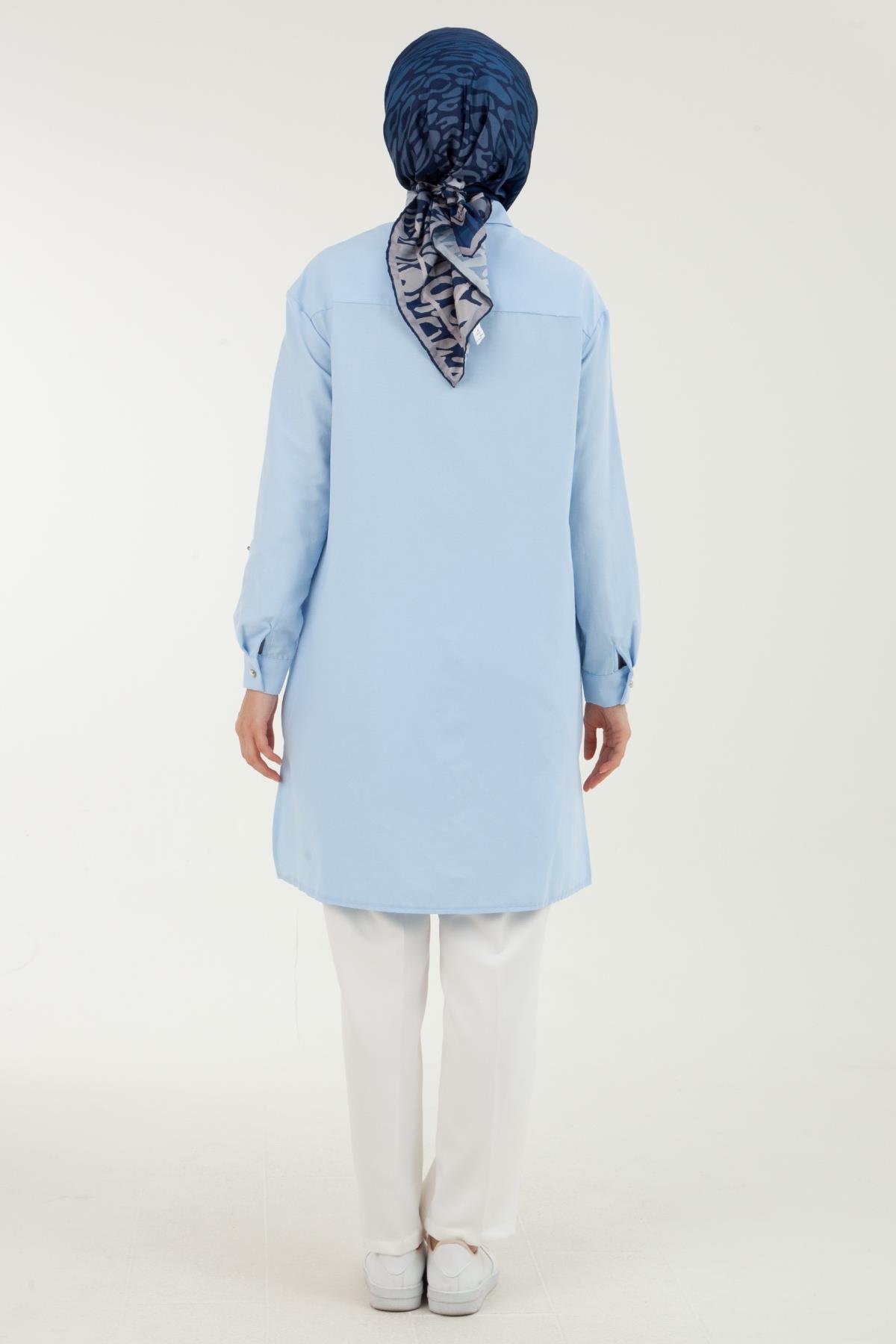 ARMİNE TREND Cebi Taş Detaylı Tunik-Bebe Mavisi 23YT441