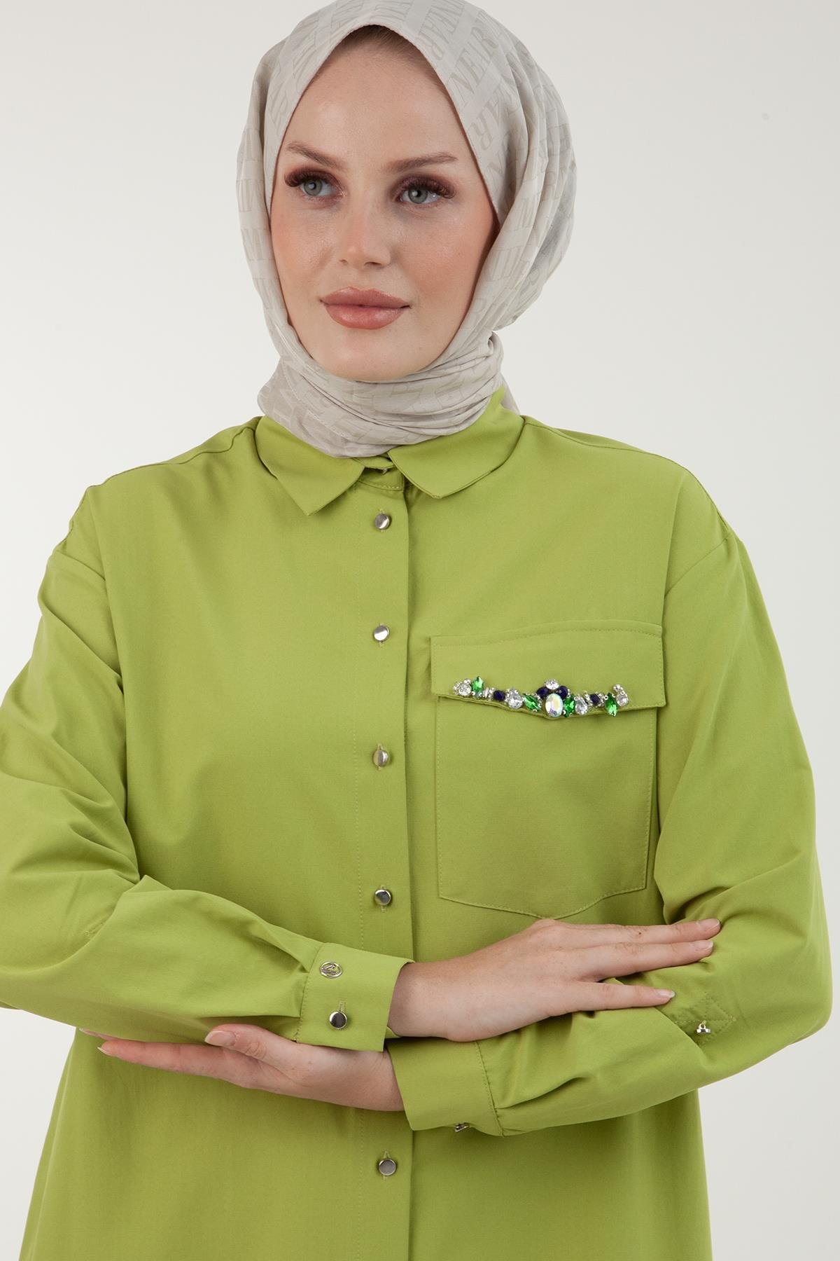 ARMİNE TREND Cebi Taş Detaylı Tunik-Fıstık 23YT441