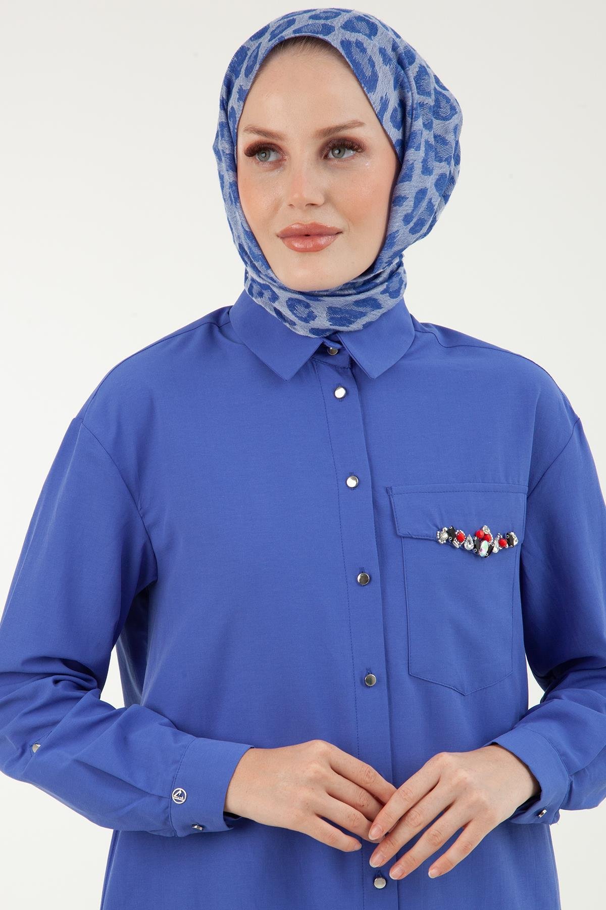 ARMİNE TREND Cebi Taş Detaylı Tunik-Saks 23YT441