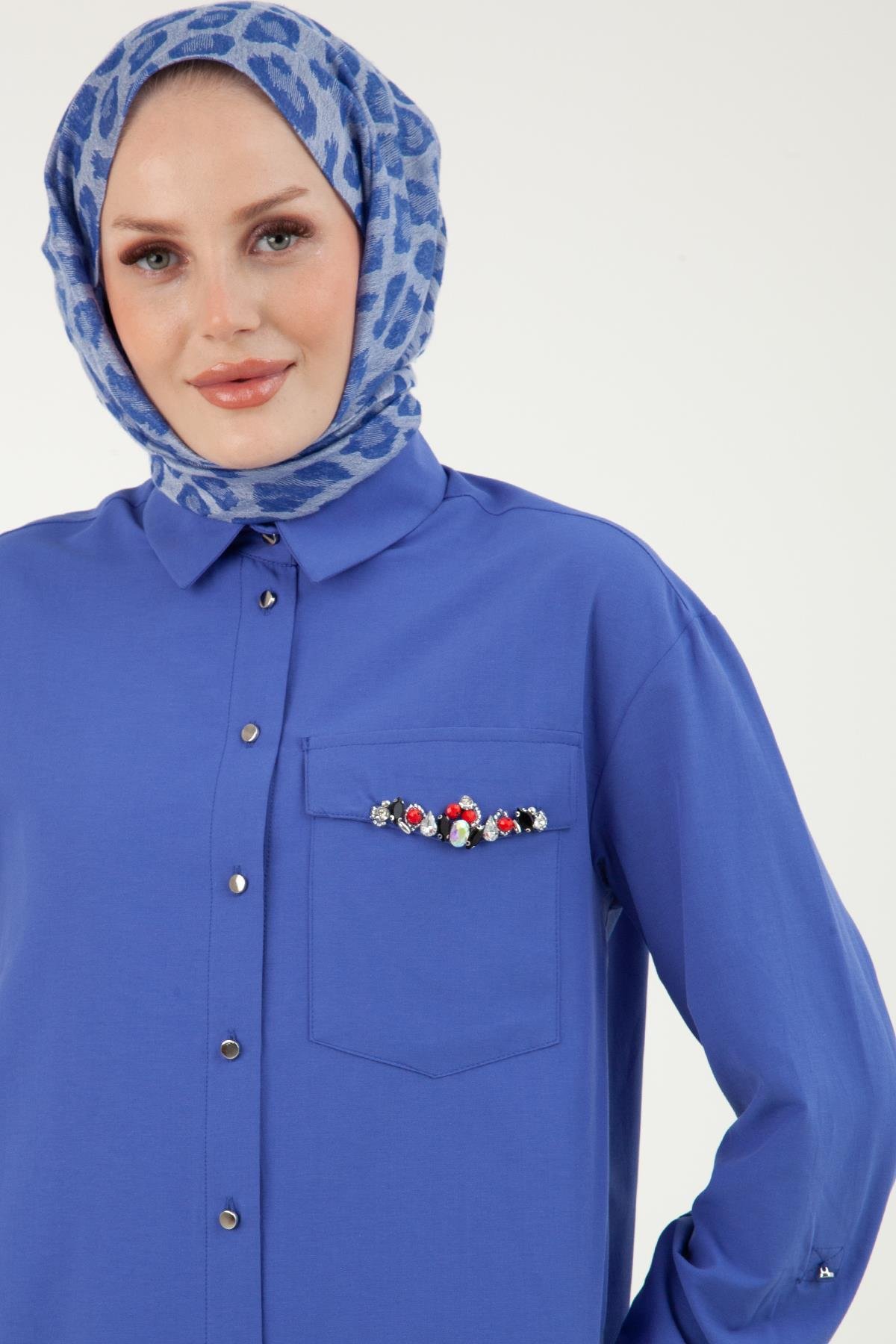 ARMİNE TREND Cebi Taş Detaylı Tunik-Saks 23YT441