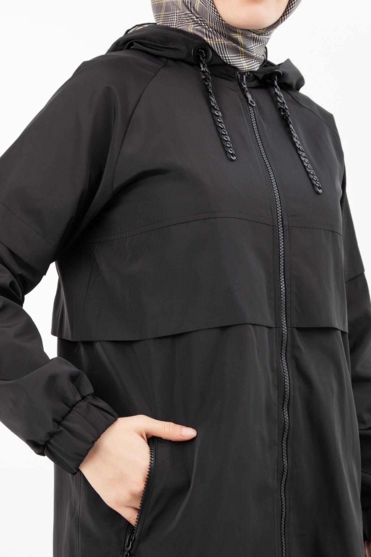 ARMİNE TREND Cep Detaylı Yağmurluk Kap-Siyah / Black 23KT751