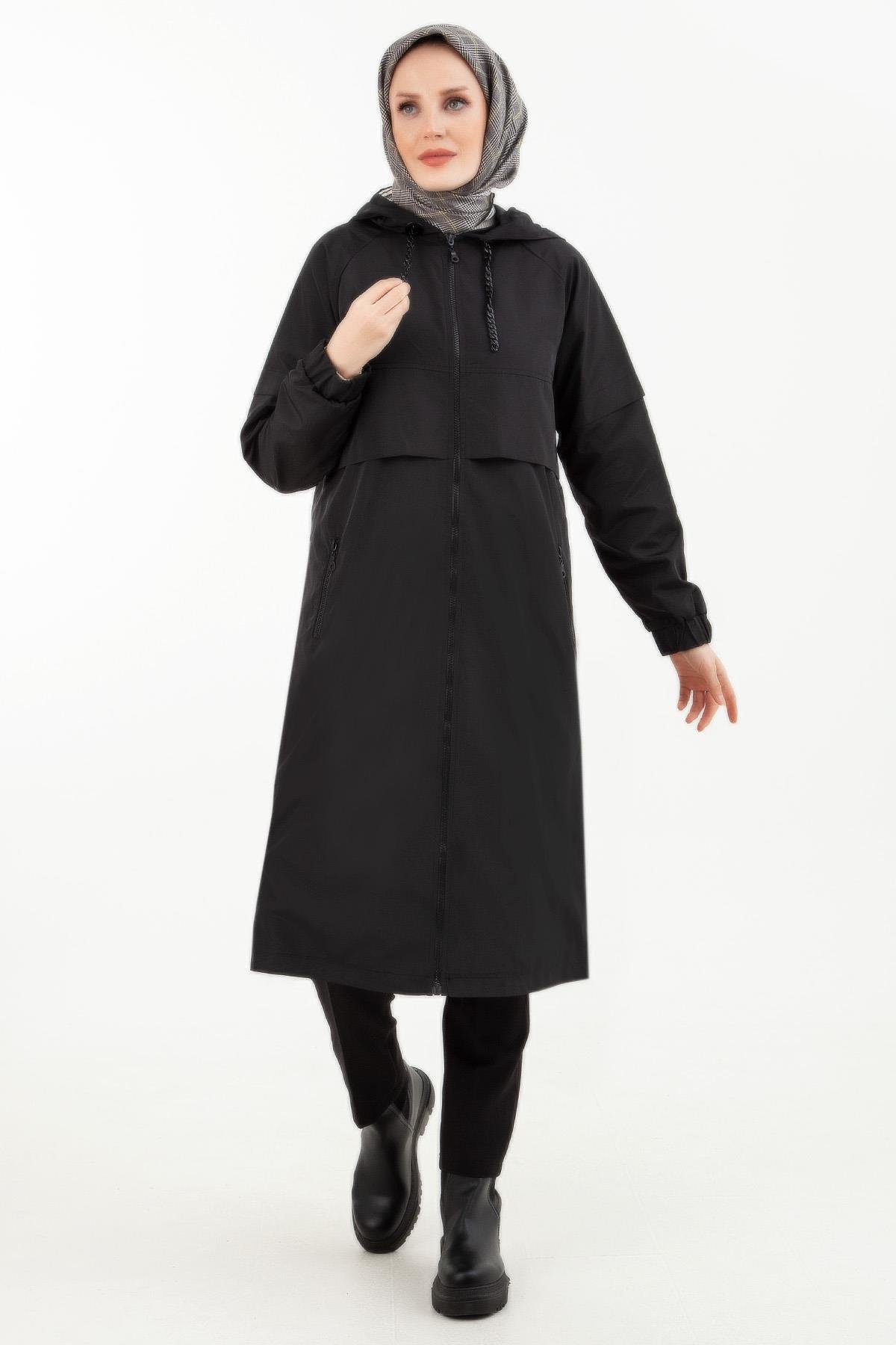 ARMİNE TREND Cep Detaylı Yağmurluk Kap-Siyah / Black 23KT751