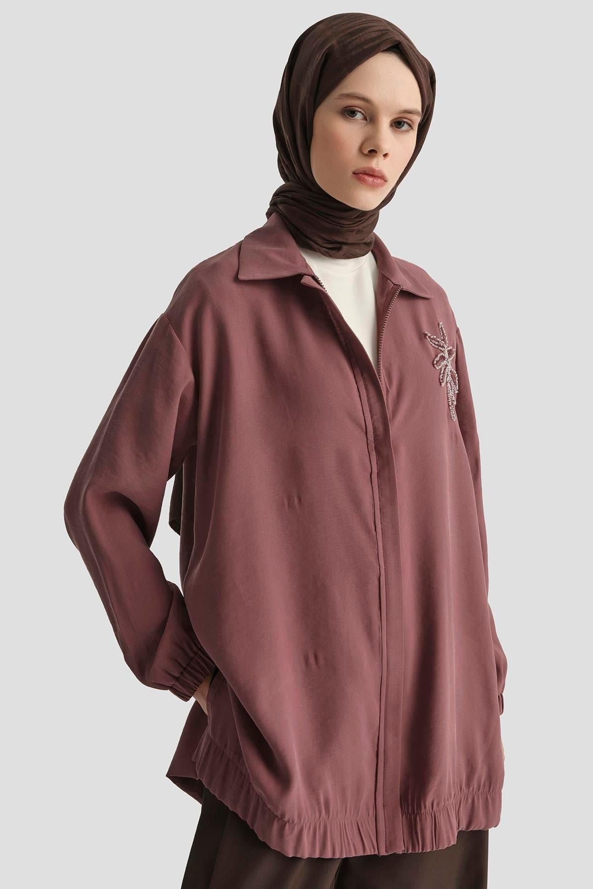 ARMİNE TREND Çiçek Desenli Gizli Fermuarlı Tunik-Gül 25YT466