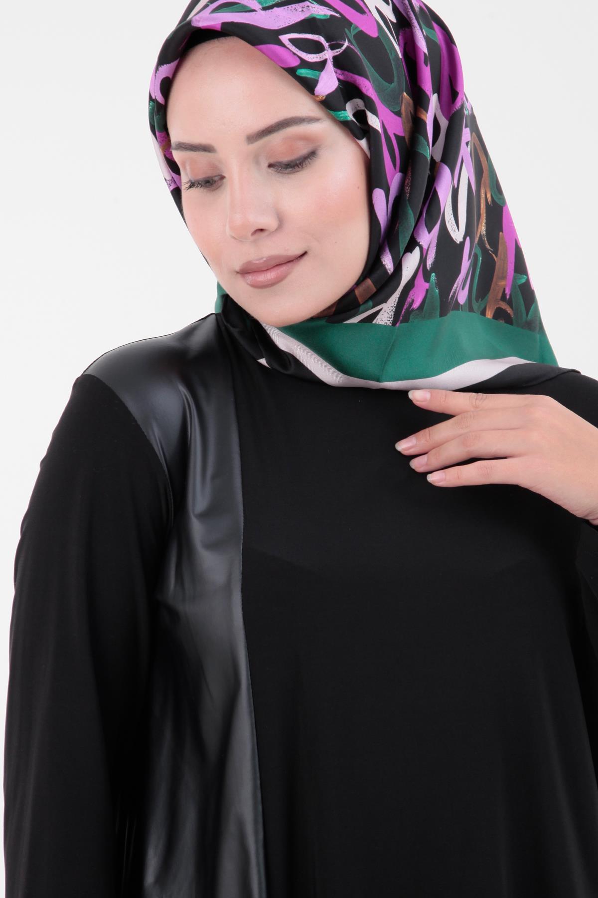 ARMİNE TREND Deri Detaylı Etekli Takım-Siyah 23KT622