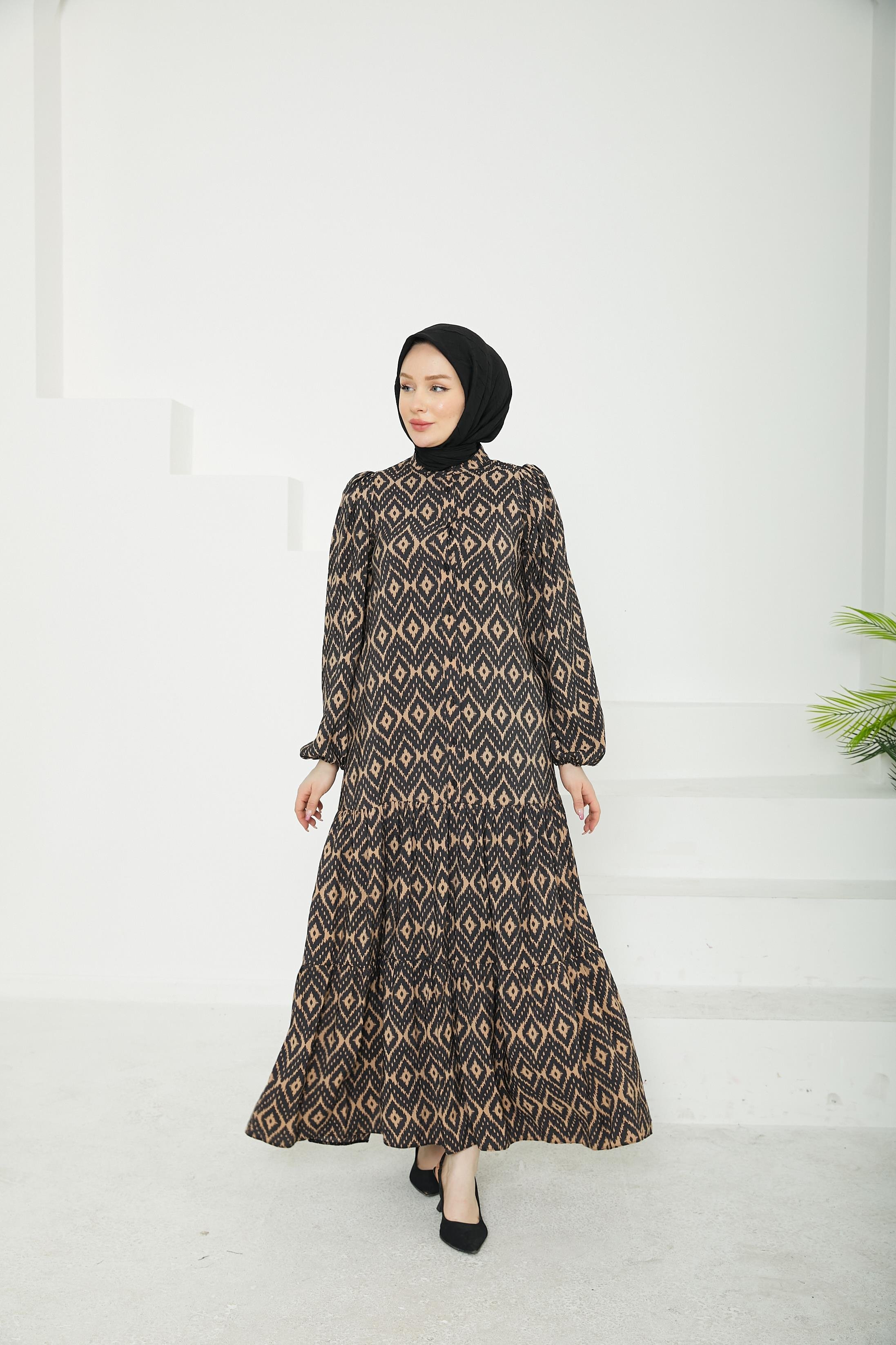 ARMİNE TREND Desenli Elbise-Vizon-25YT907