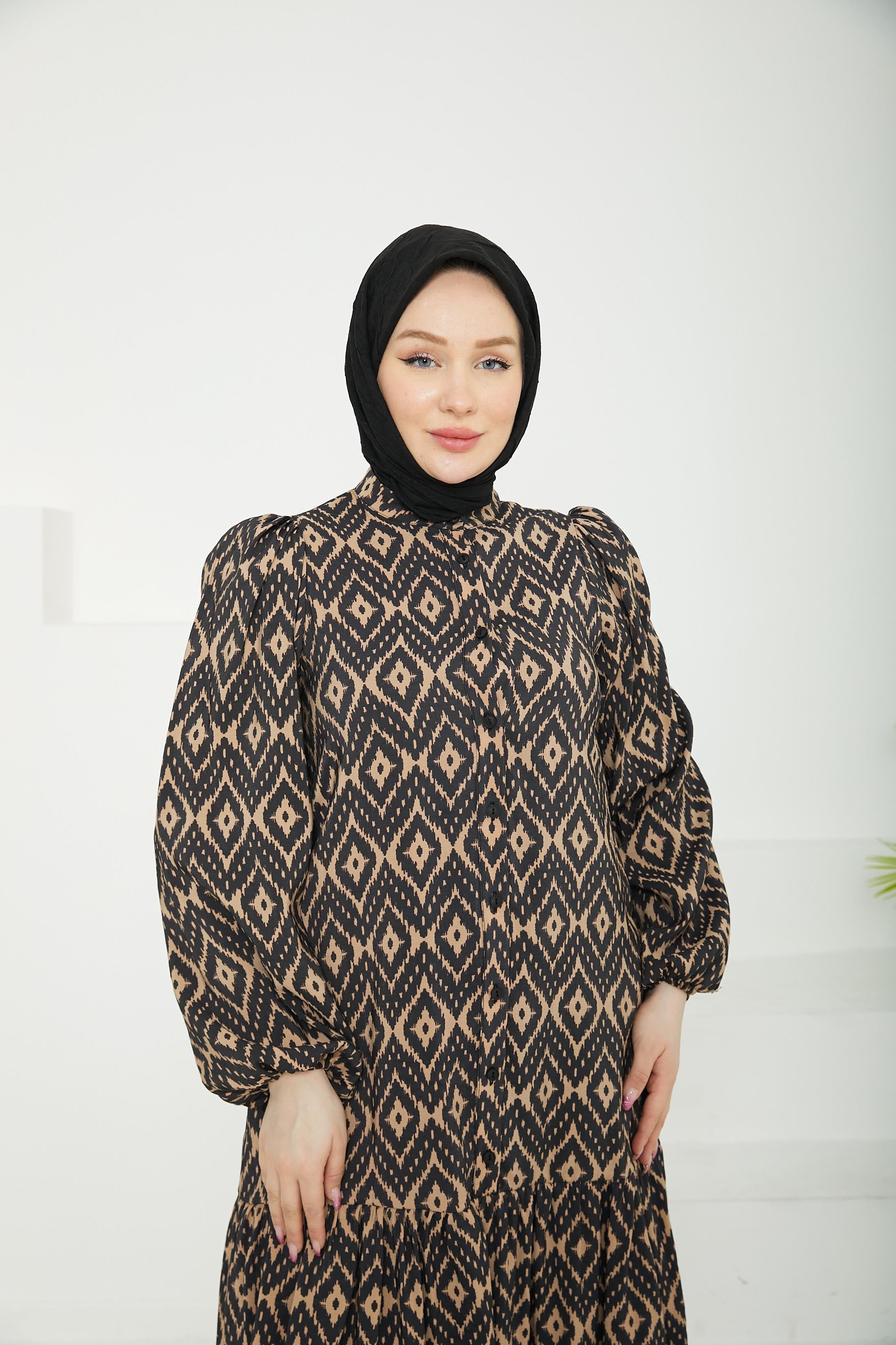 ARMİNE TREND Desenli Elbise-Vizon-25YT907