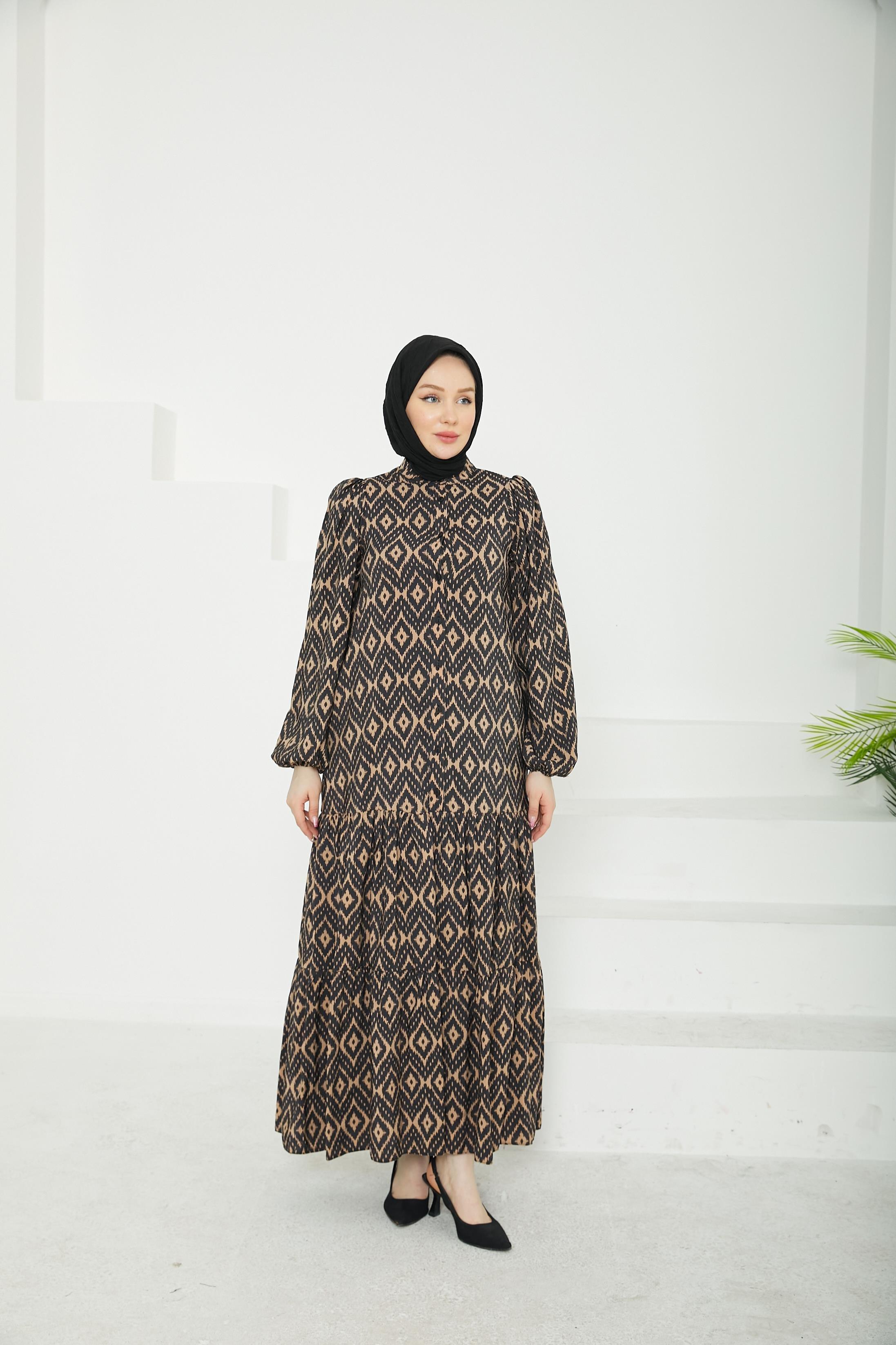ARMİNE TREND Desenli Elbise-Vizon-25YT907
