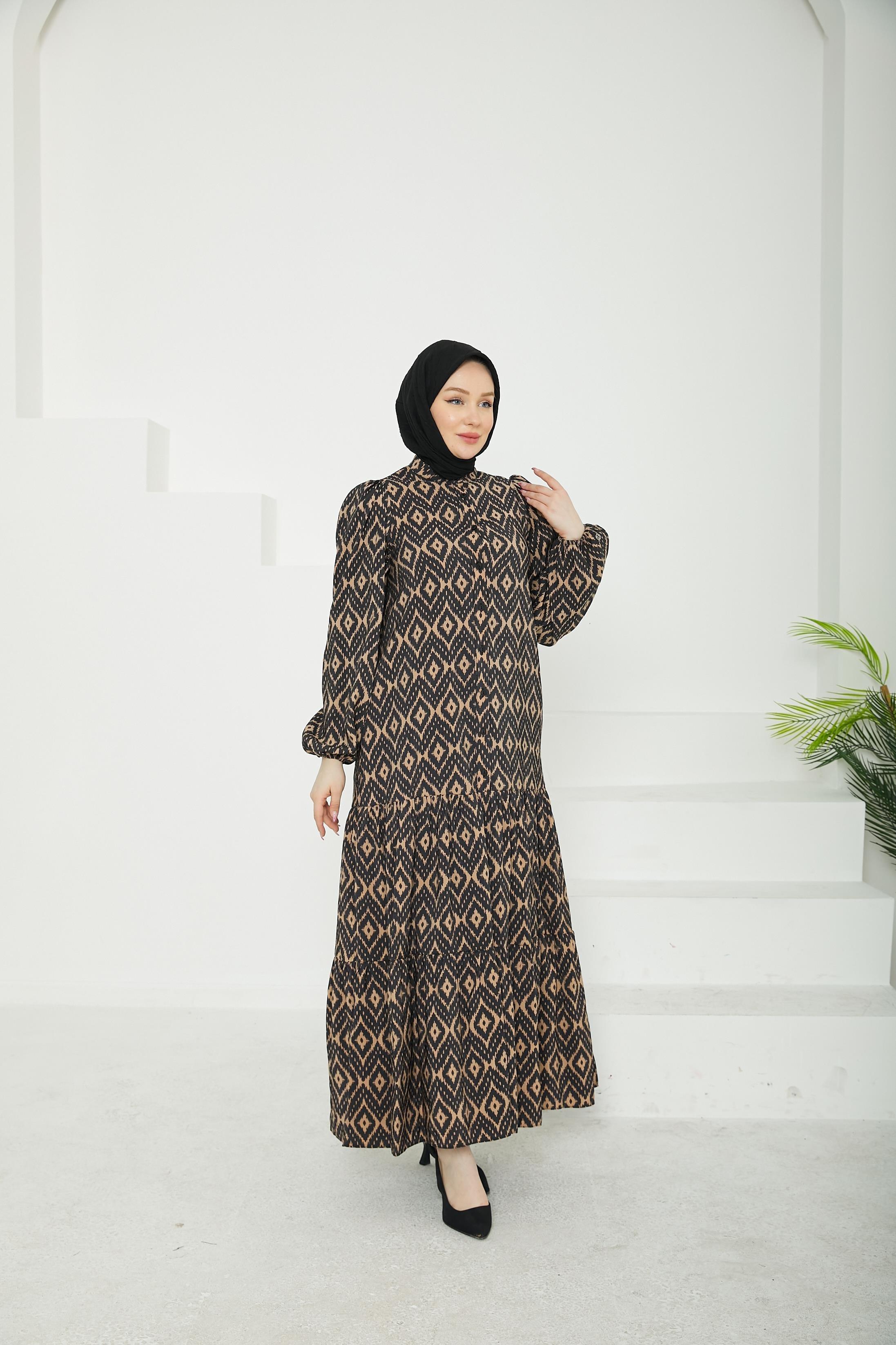ARMİNE TREND Desenli Elbise-Vizon-25YT907