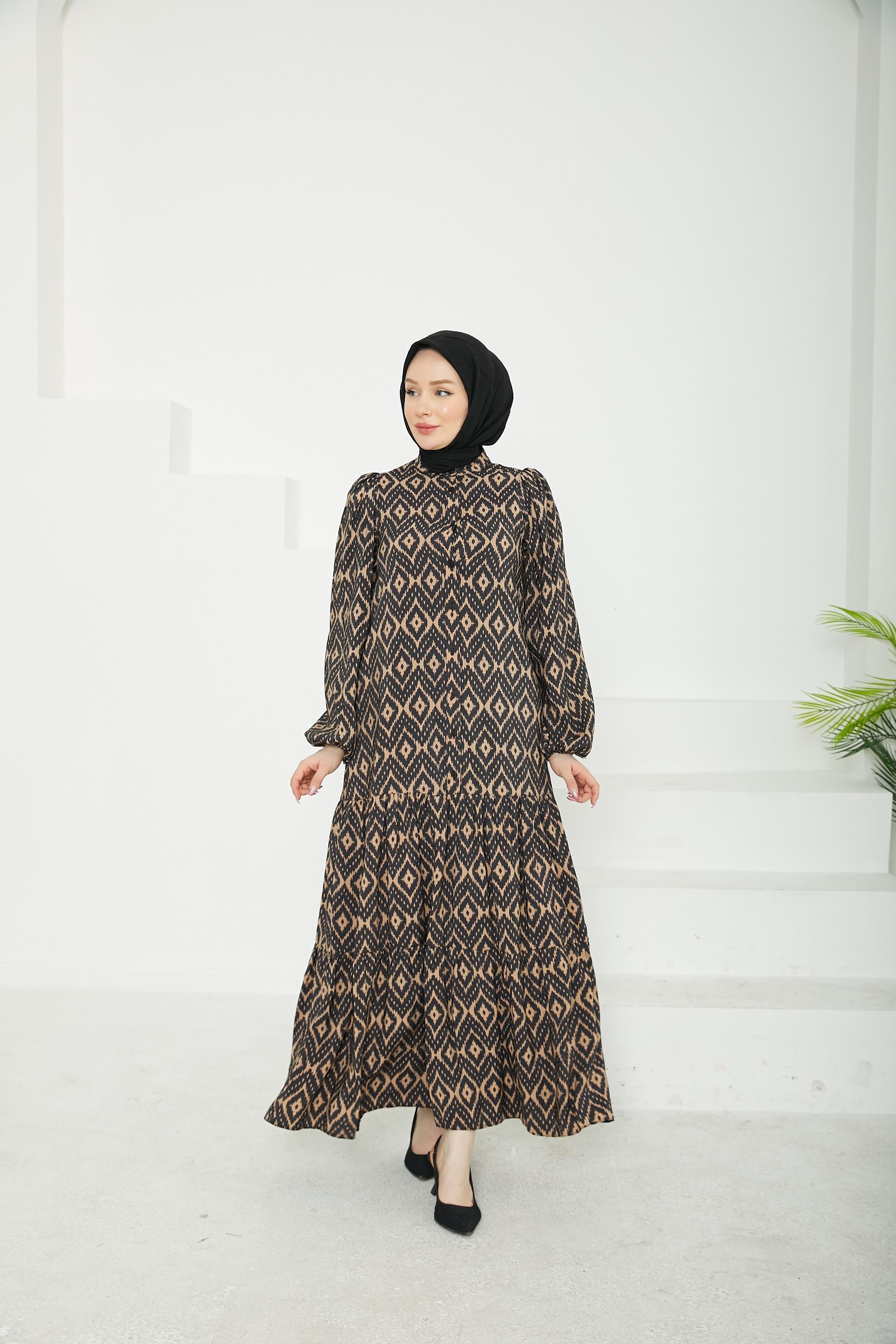 ARMİNE TREND Desenli Elbise-Vizon-25YT907