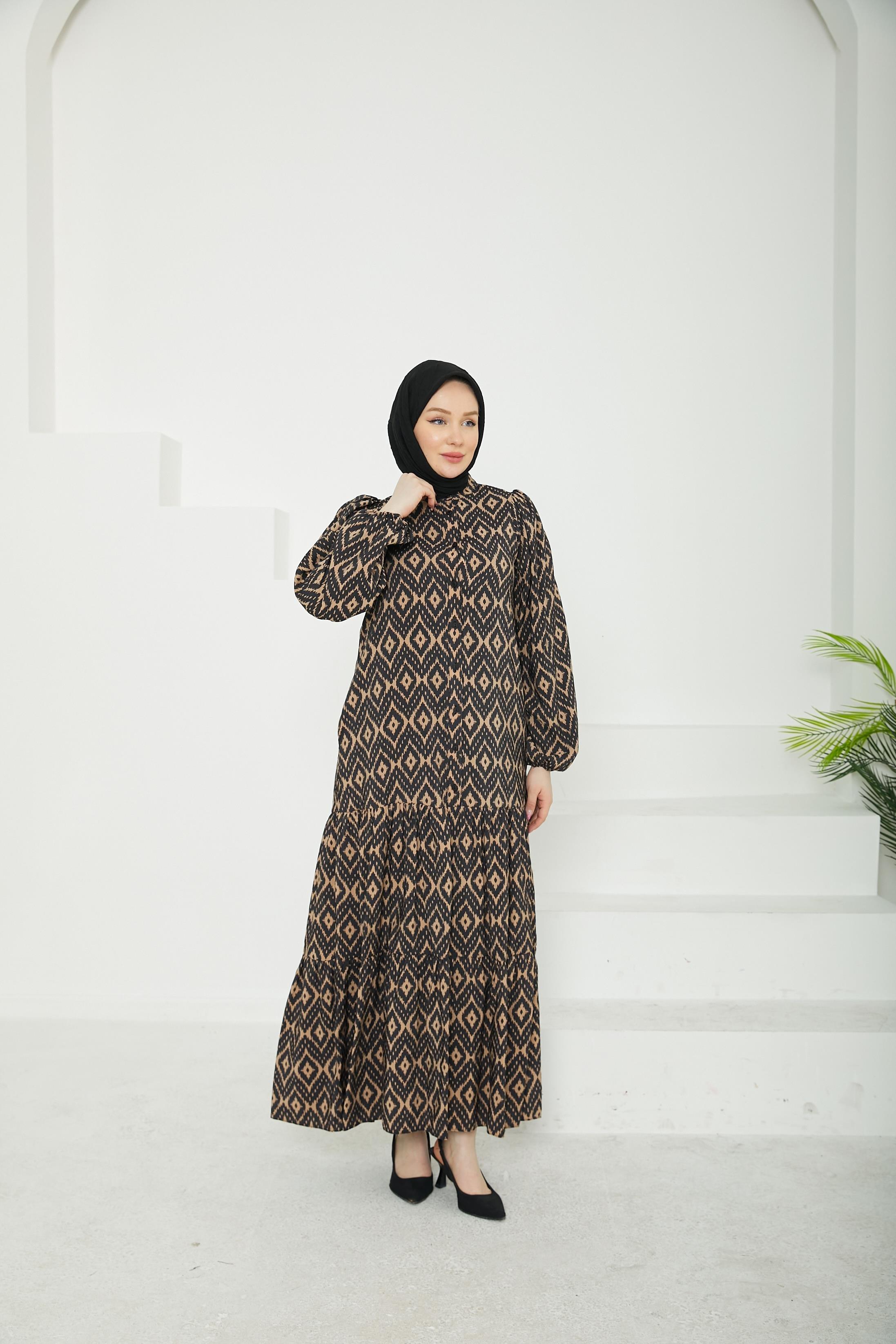 ARMİNE TREND Desenli Elbise-Vizon-25YT907