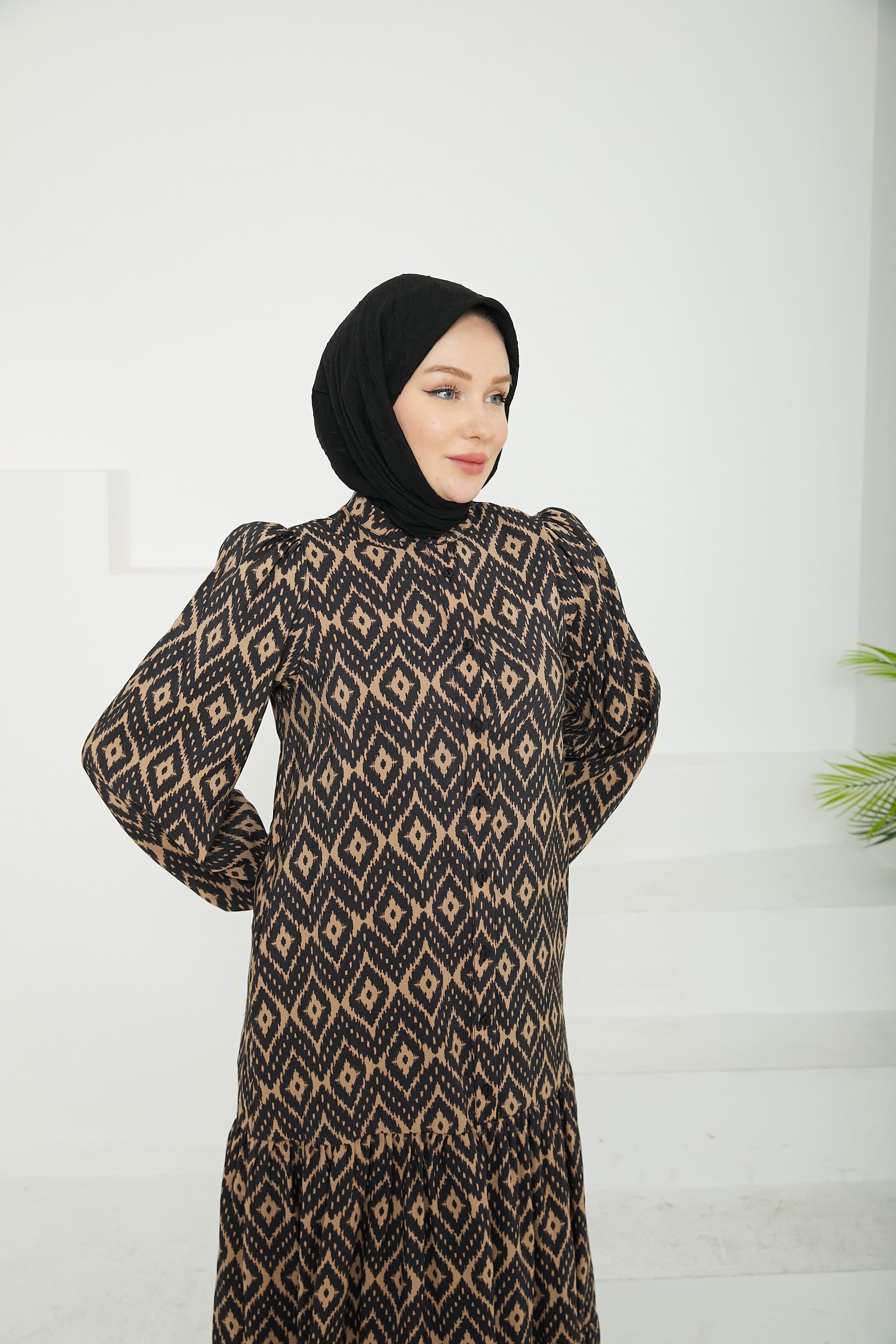ARMİNE TREND Desenli Elbise-Vizon-25YT907