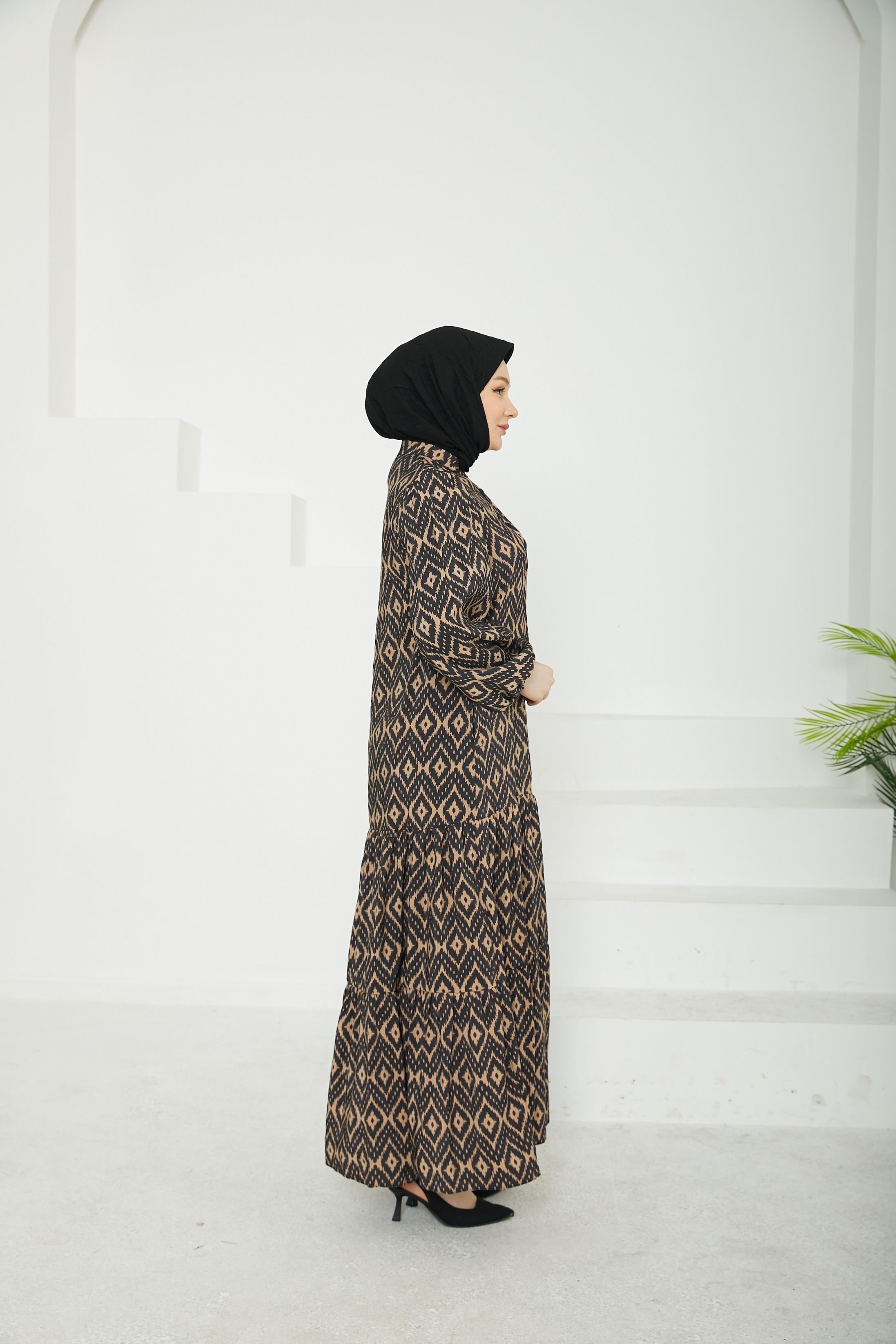 ARMİNE TREND Desenli Elbise-Vizon-25YT907