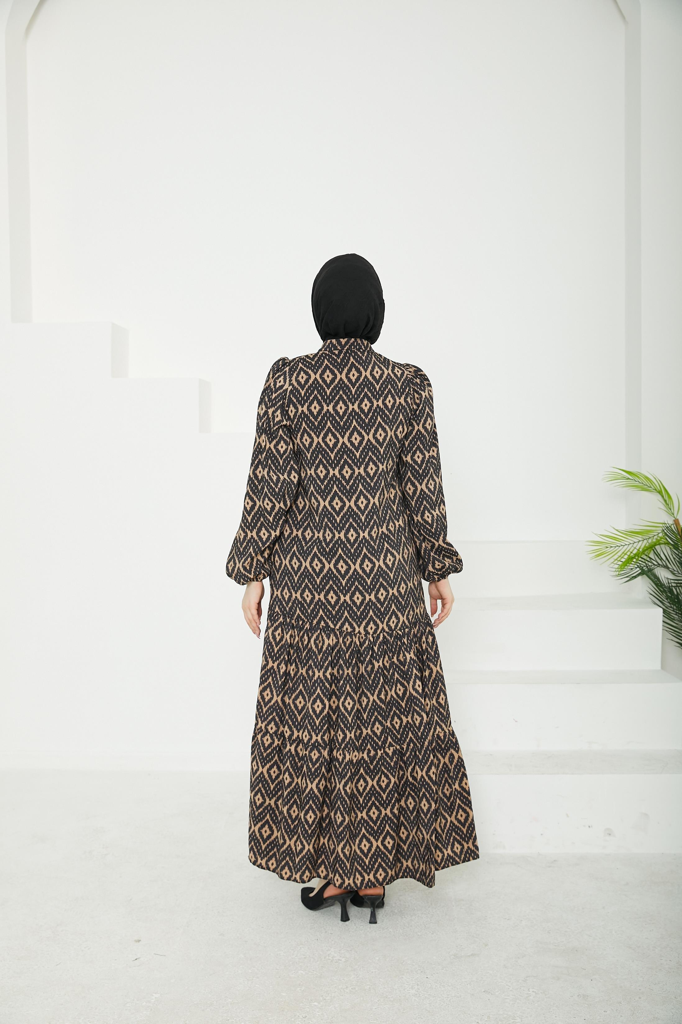 ARMİNE TREND Desenli Elbise-Vizon-25YT907
