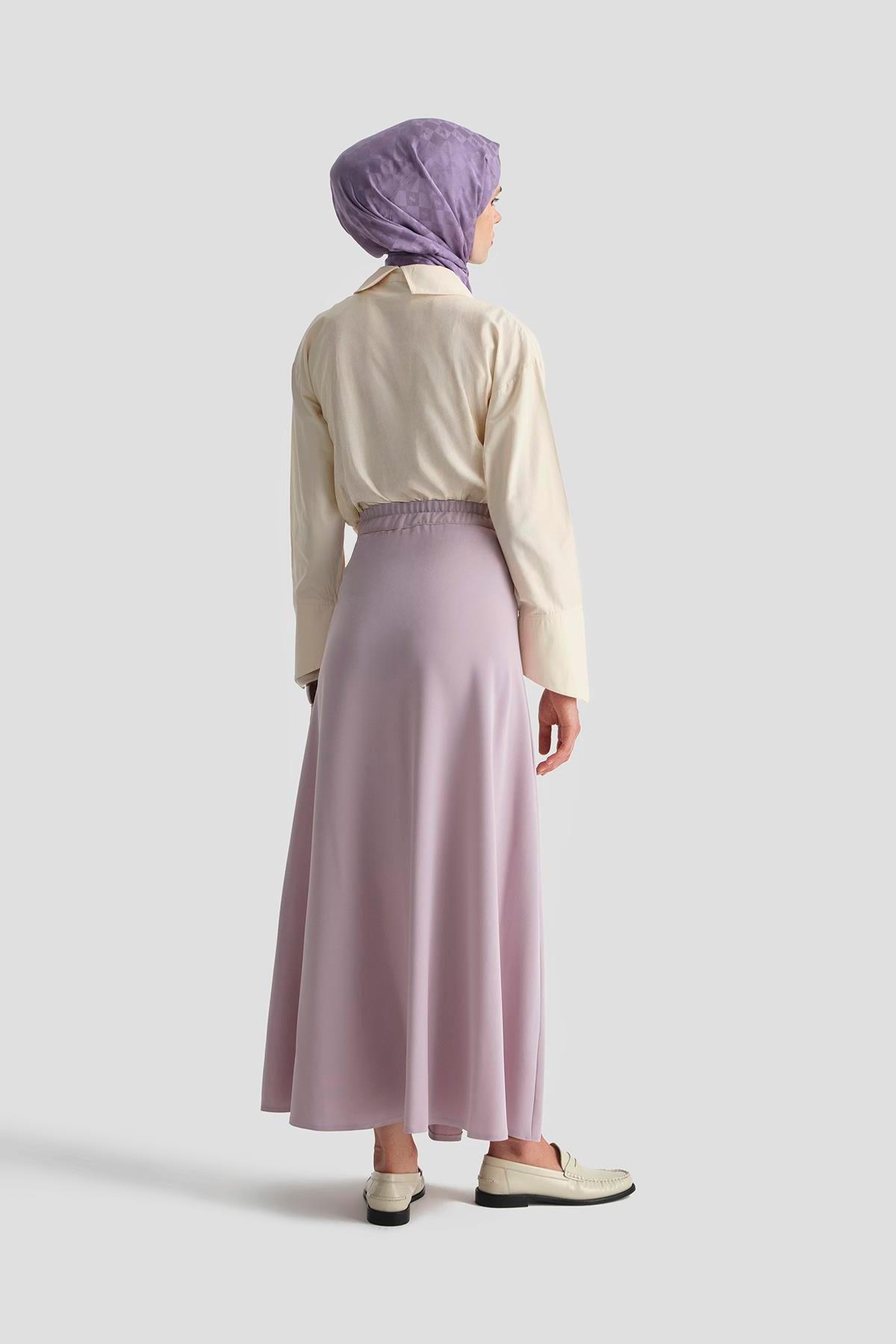 ARMİNE TREND Düğme Detaylı Kloş Etek Lila 25YT113