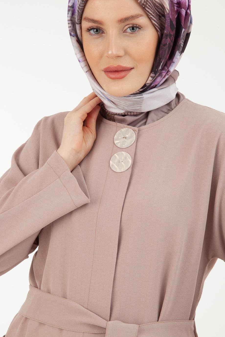 ARMİNE TREND Düğmeli Giy Çık Elbise-Bej 23YT509