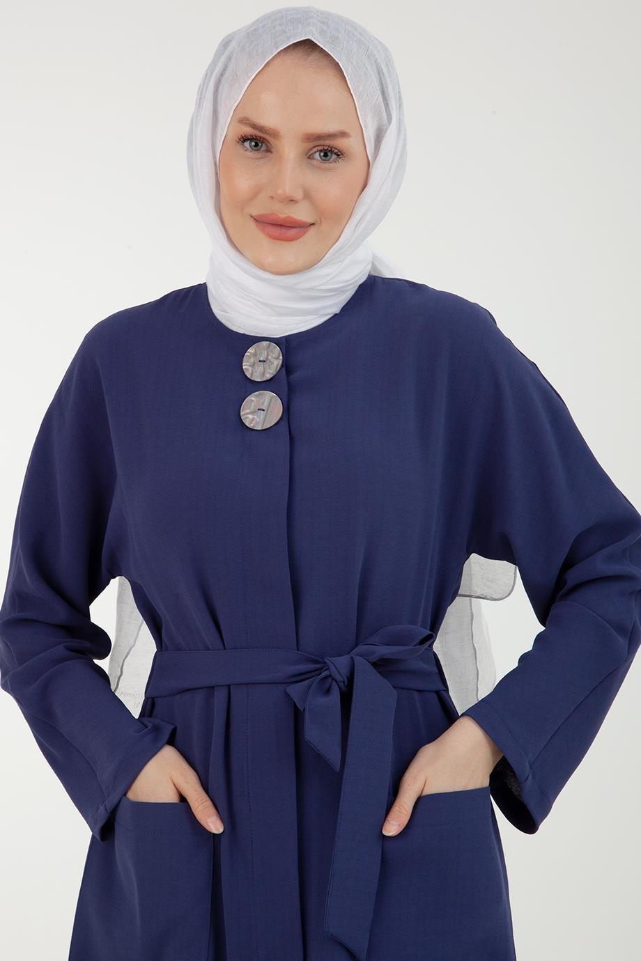 ARMİNE TREND Düğmeli Giy Çık Elbise-Lacivert 23YT509